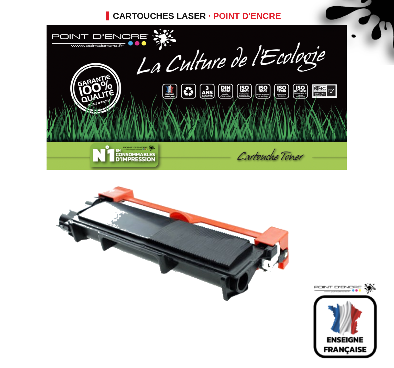 Cartouche laser POINT D'ENCRE Dell E310DW — NOIR