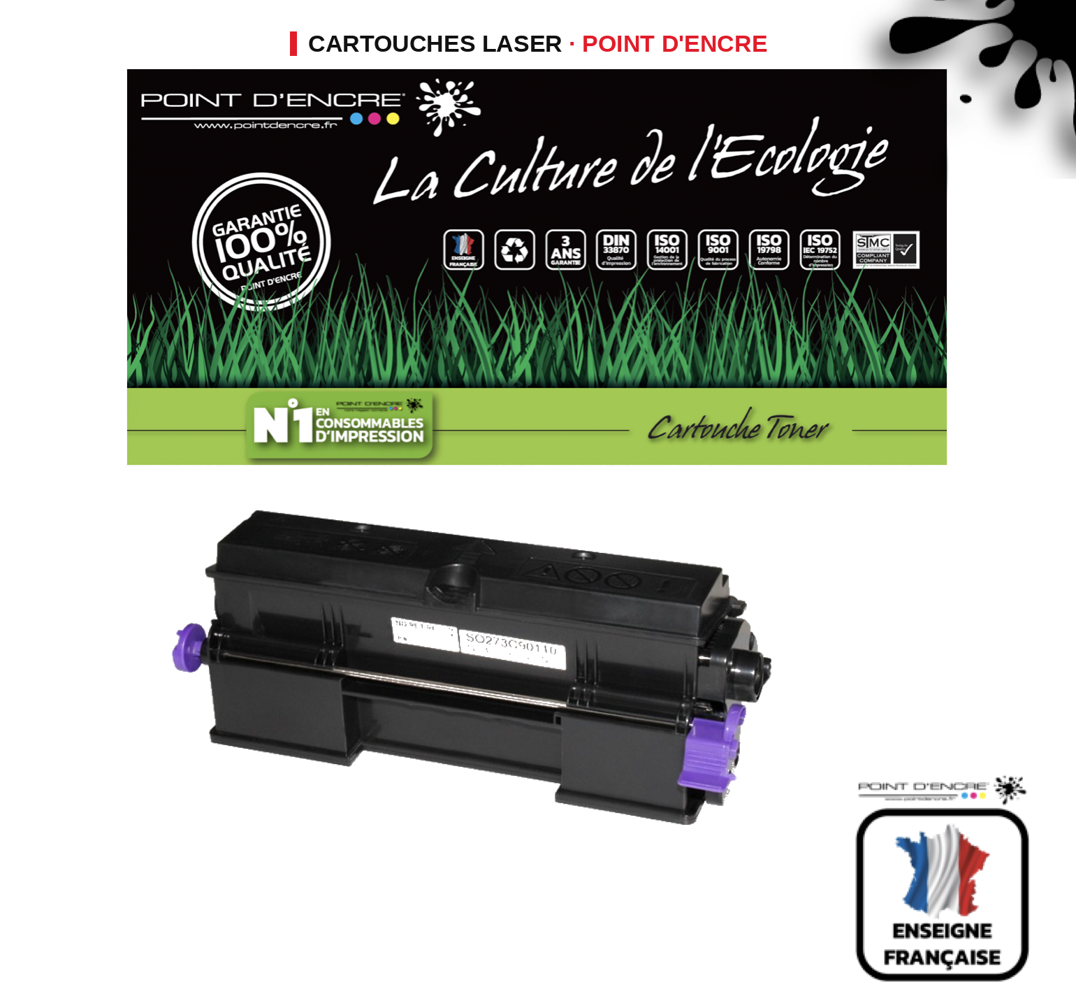 Cartouche laser POINT D'ENCRE Ricoh SP400DN — NOIR