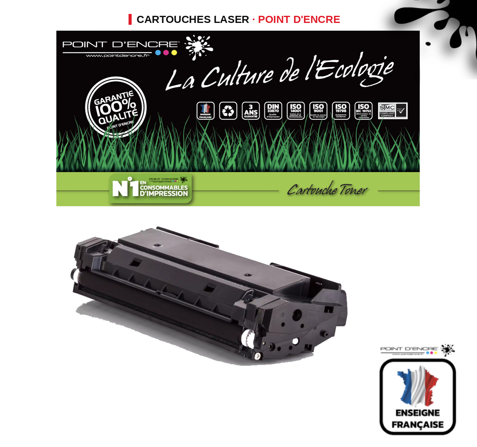 Cartouche laser POINT D'ENCRE Xerox 106R02777 — NOIR
