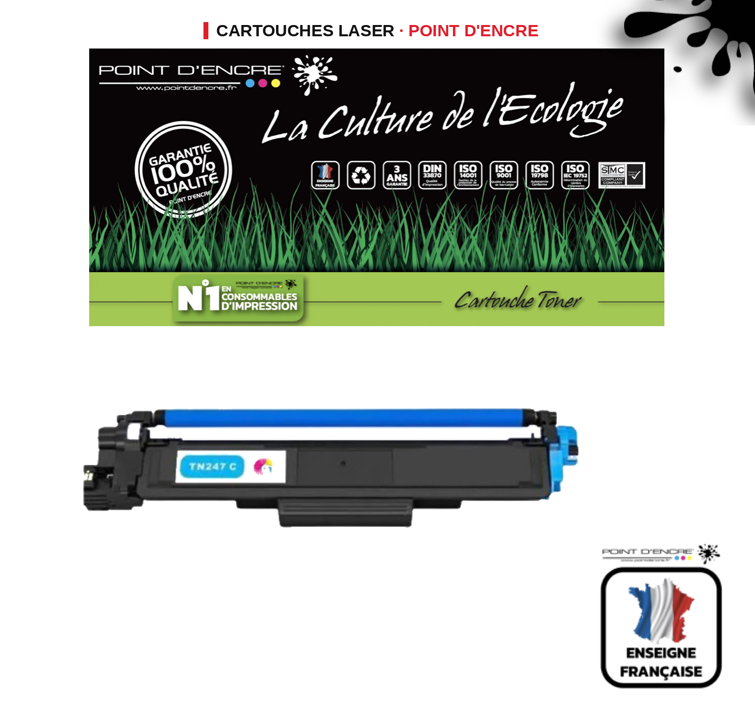 Cartouche laser POINT D'ENCRE Brother 247 — CYAN
