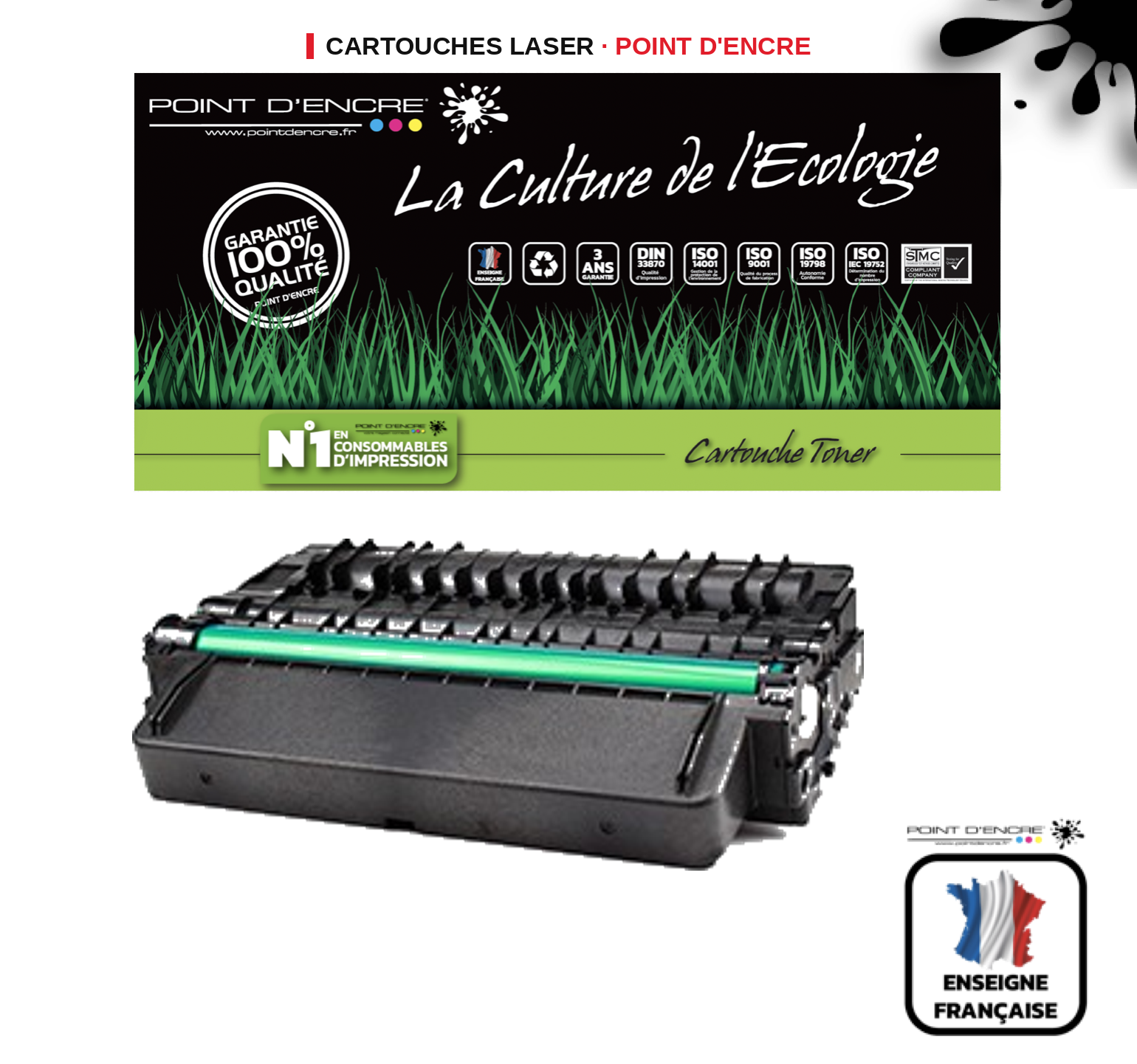 Cartouche laser POINT D'ENCRE Xerox 3315 — NOIR