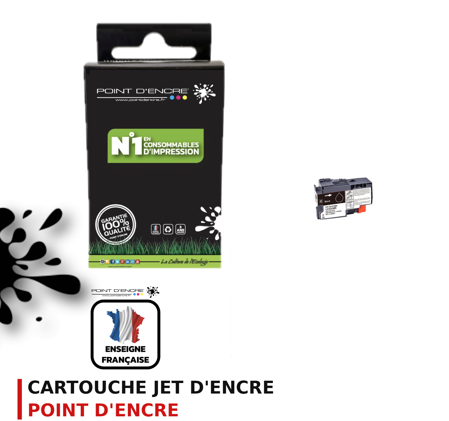 Cartouche d'encre POINT D'ENCRE Brother LC3233BK — NOIR