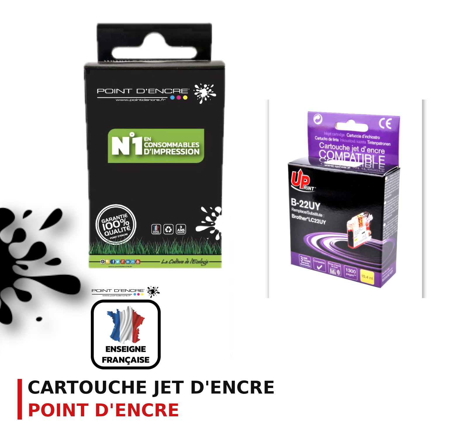 Cartouche d'encre POINT D'ENCRE Brother 22UY — JAUNE