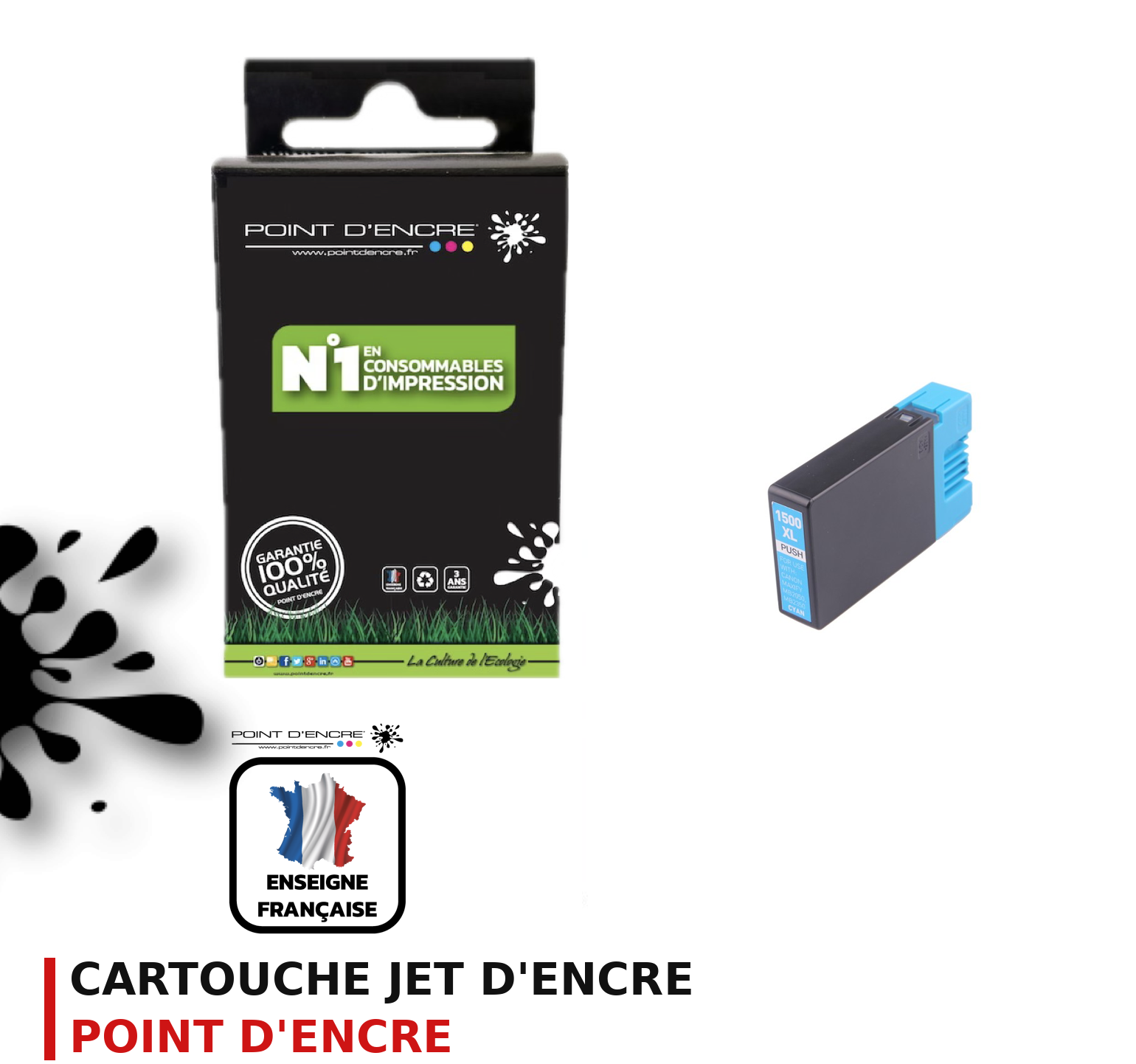 Cartouche d'encre POINT D'ENCRE Canon PGI1500 — CYAN