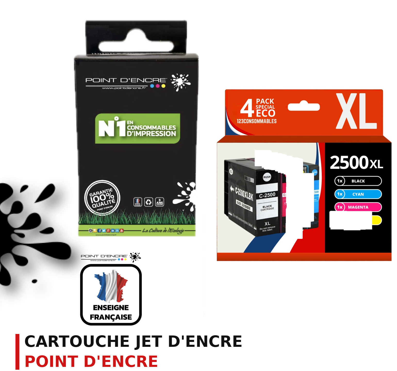 Cartouche d'encre POINT D'ENCRE Canon 2500XL — PACK