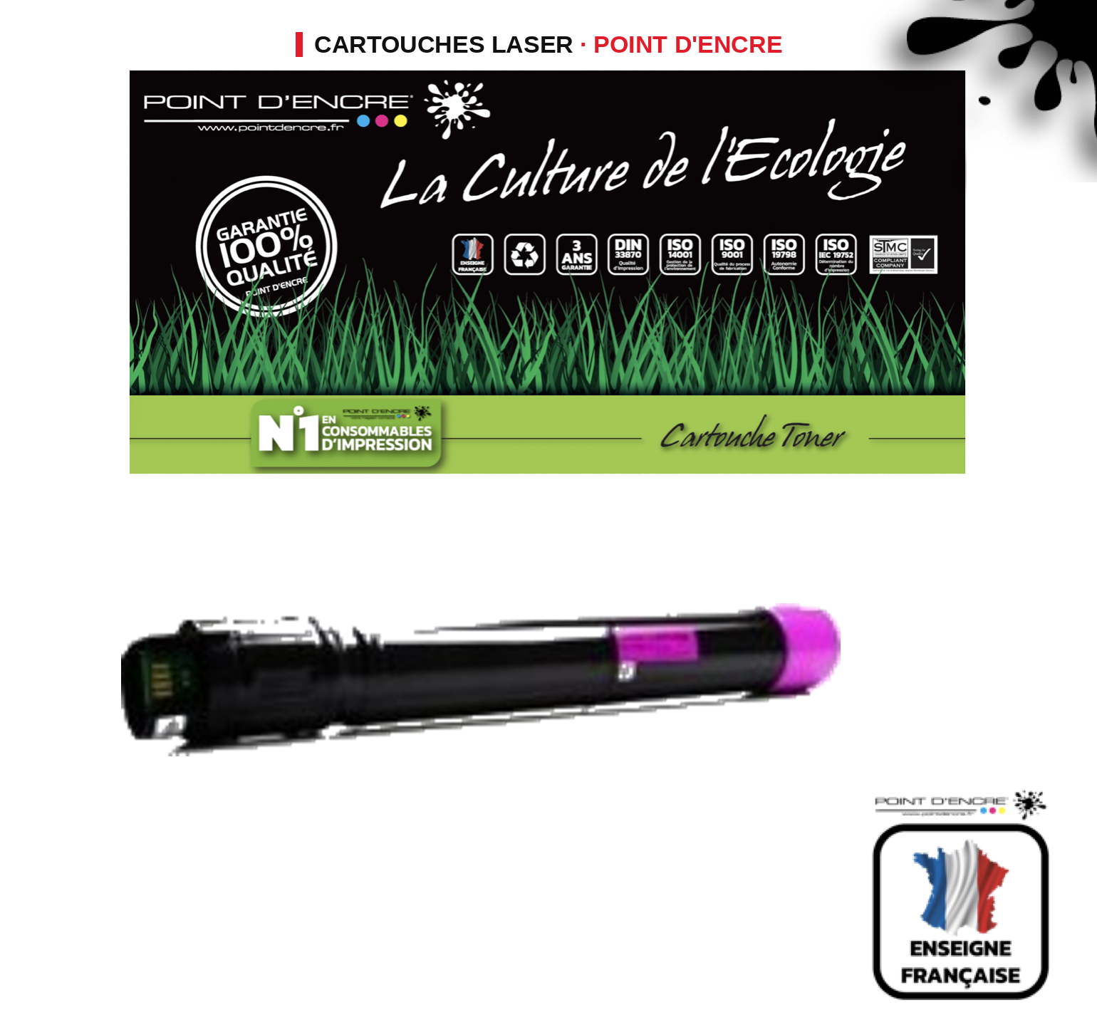 Cartouche laser POINT D'ENCRE Xerox 106R01437 — MAGENTA