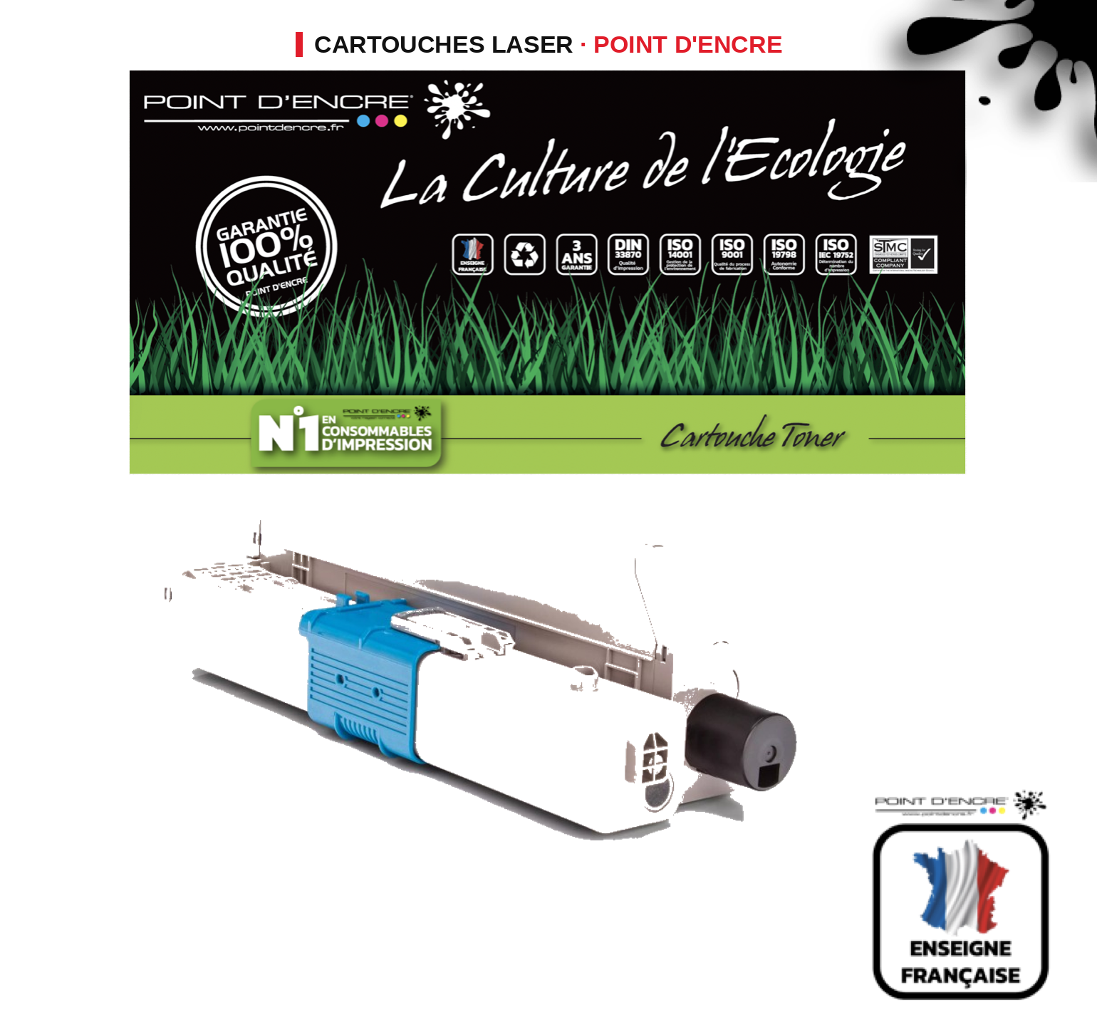 Cartouche laser POINT D'ENCRE Oki C301DN — NOIR