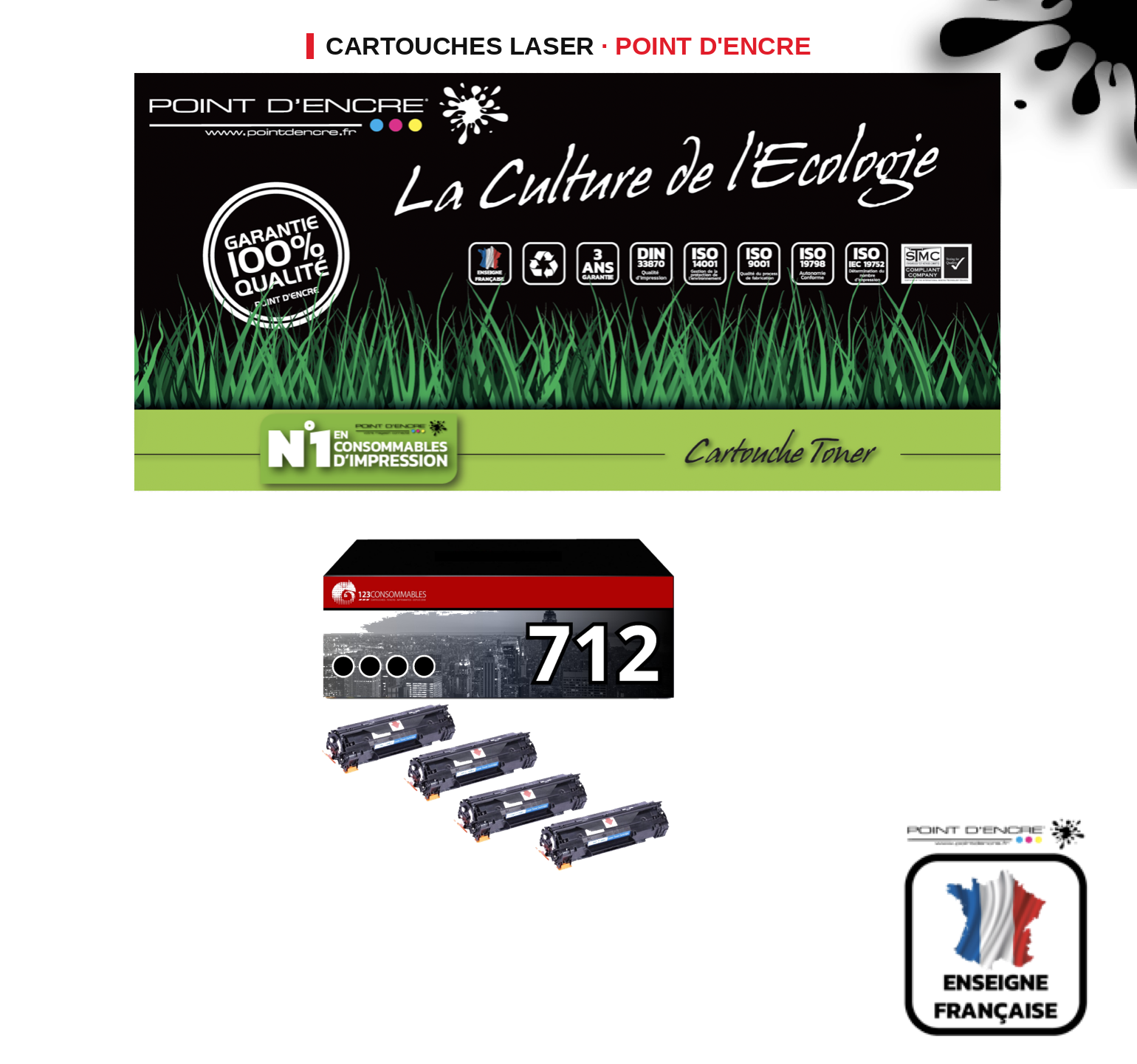 Cartouche laser POINT D'ENCRE Canon 712 — NOIR