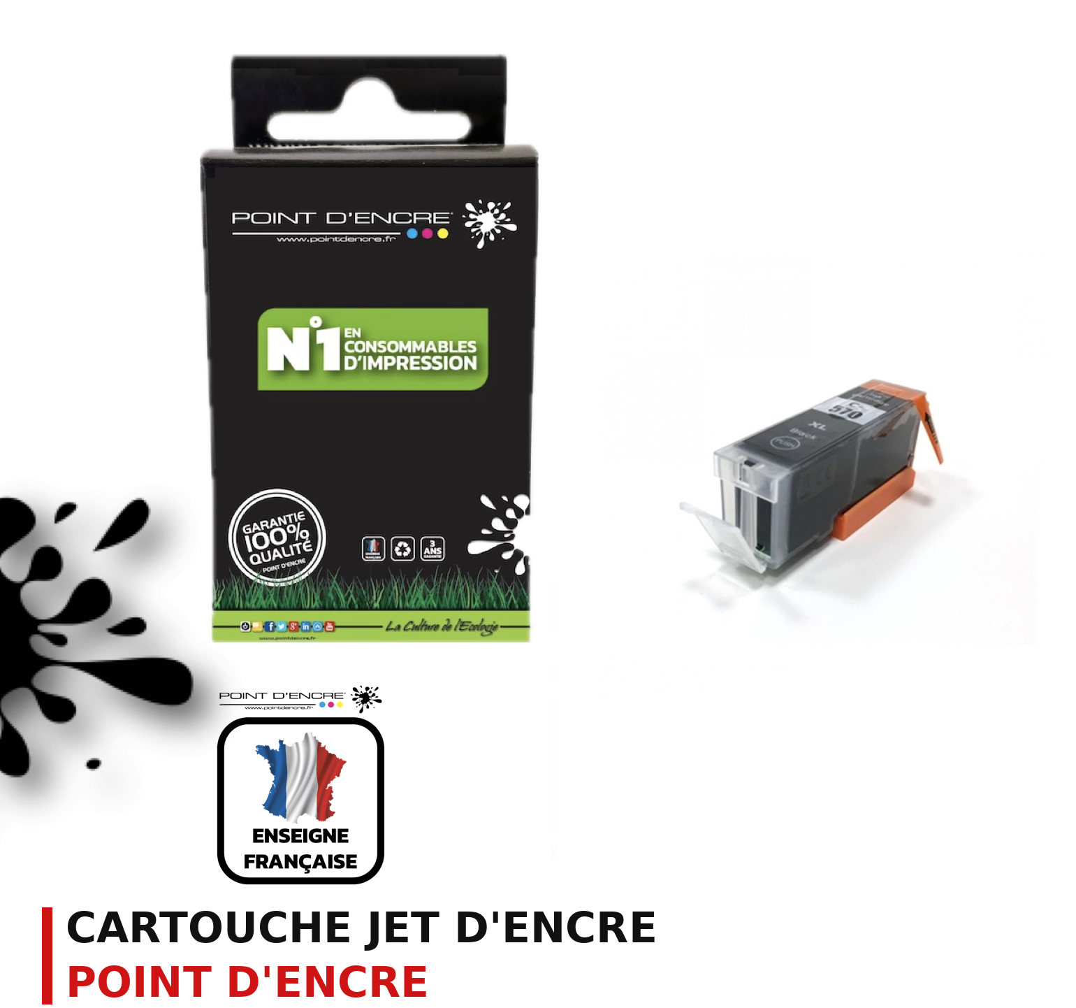 Cartouche d'encre POINT D'ENCRE Canon 570 — NOIR