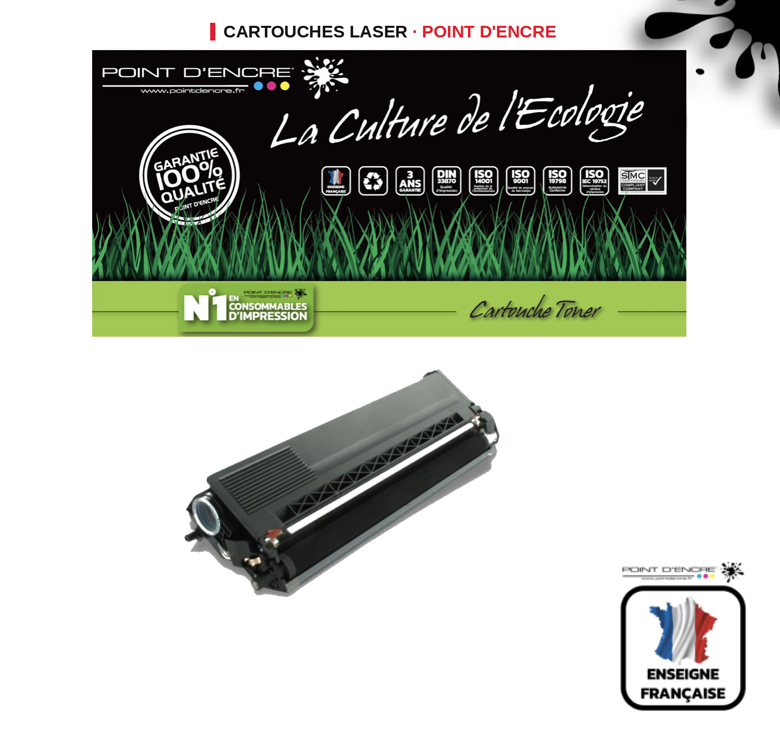Cartouche laser POINT D'ENCRE Brother 325BK — NOIR