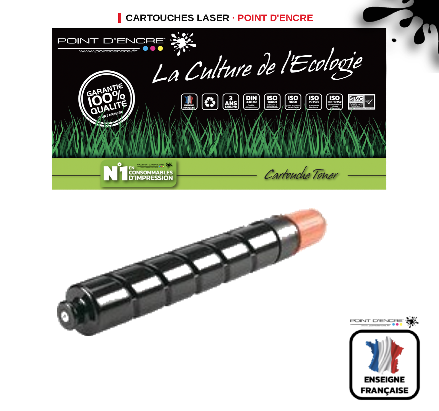 Cartouche laser POINT D'ENCRE Canon CEXV29 — NOIR