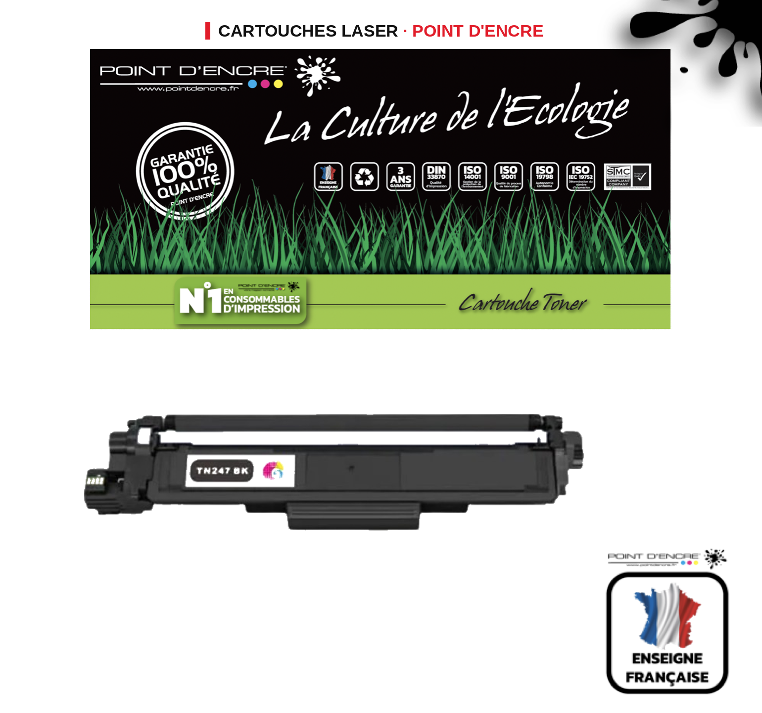 Cartouche laser POINT D'ENCRE Brother 247 — NOIR