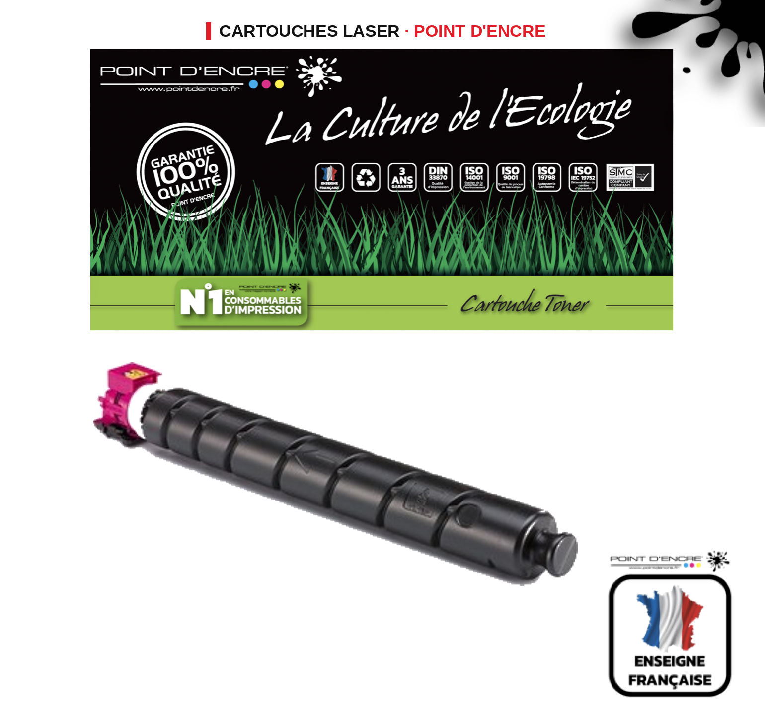 Cartouche laser POINT D'ENCRE Kyocera TK8335M — MAGENTA