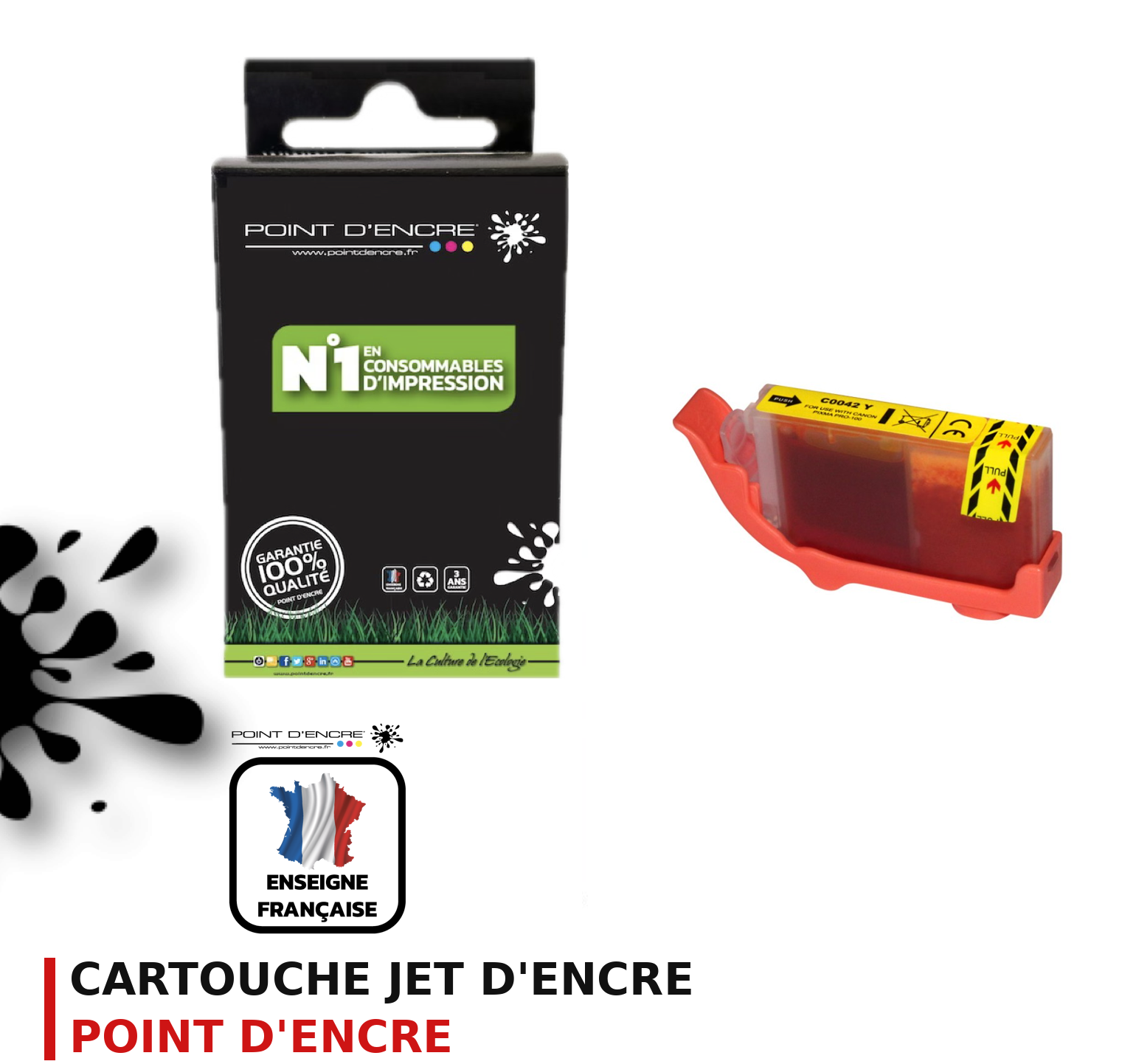 Cartouche d'encre POINT D'ENCRE Canon 42Y — JAUNE