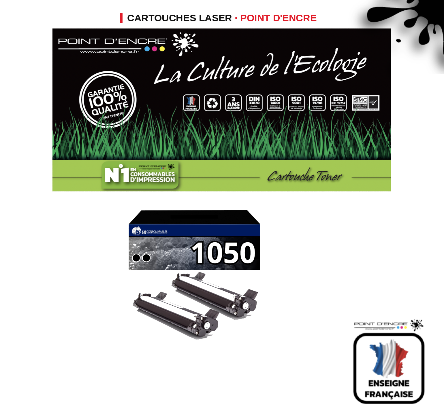Cartouche laser POINT D'ENCRE Brother 1050 — NOIR