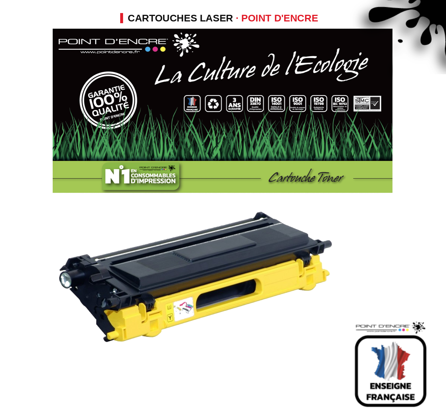 Cartouche laser POINT D'ENCRE Brother 135C — JAUNE