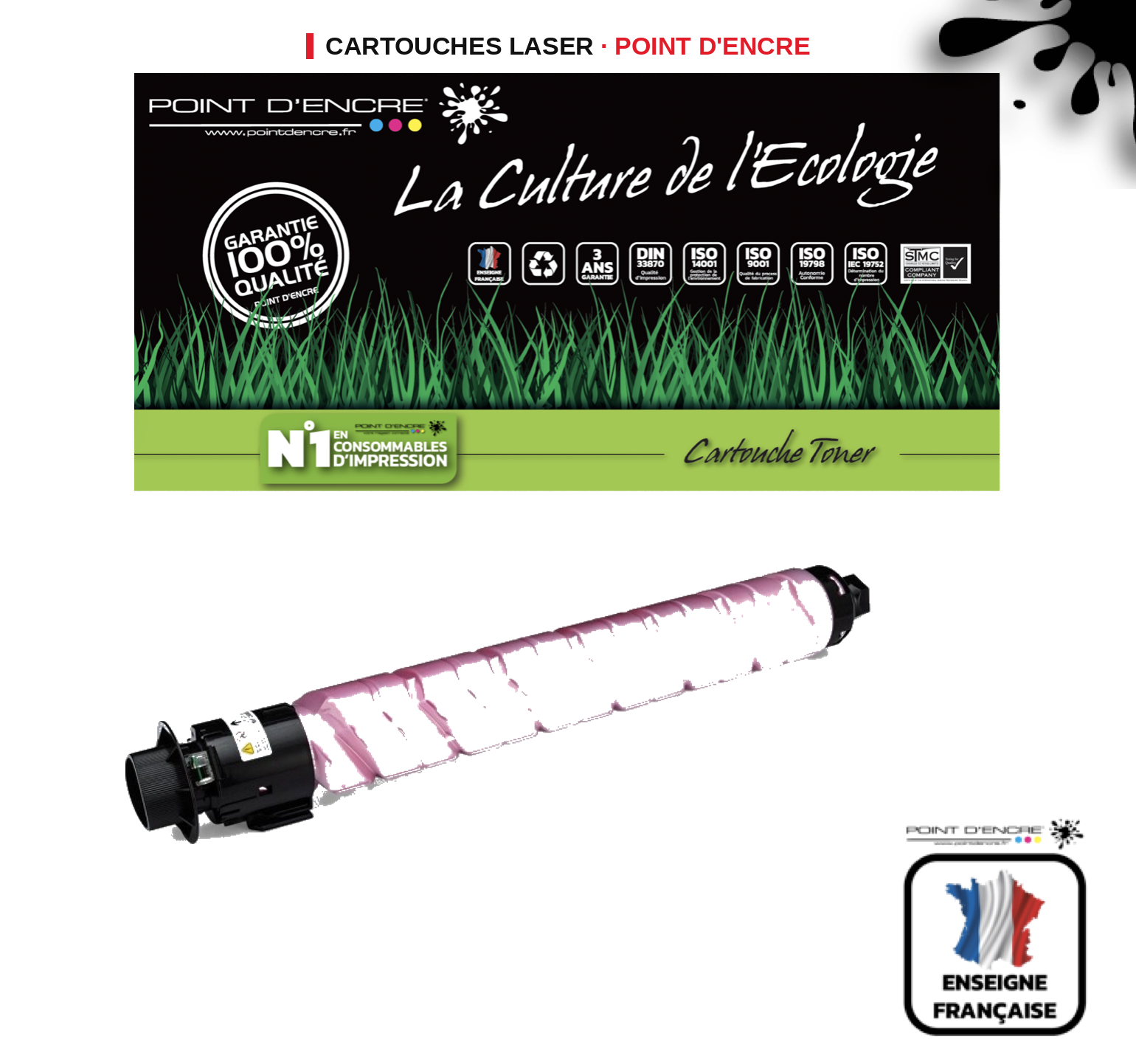 Cartouche laser POINT D'ENCRE Ricoh IMC2010 — MAGENTA