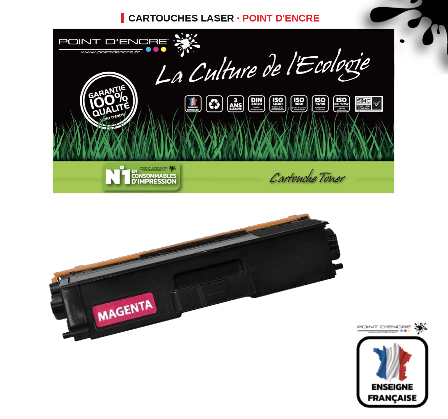 Cartouche laser POINT D'ENCRE Brother 900M — MAGENTA