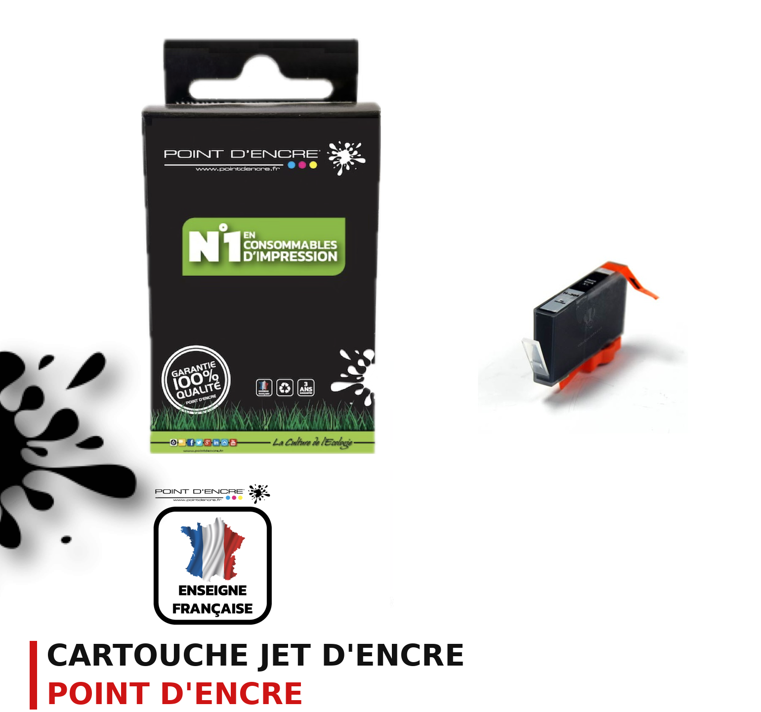 Cartouche d'encre POINT D'ENCRE Hp 364XL — NOIR