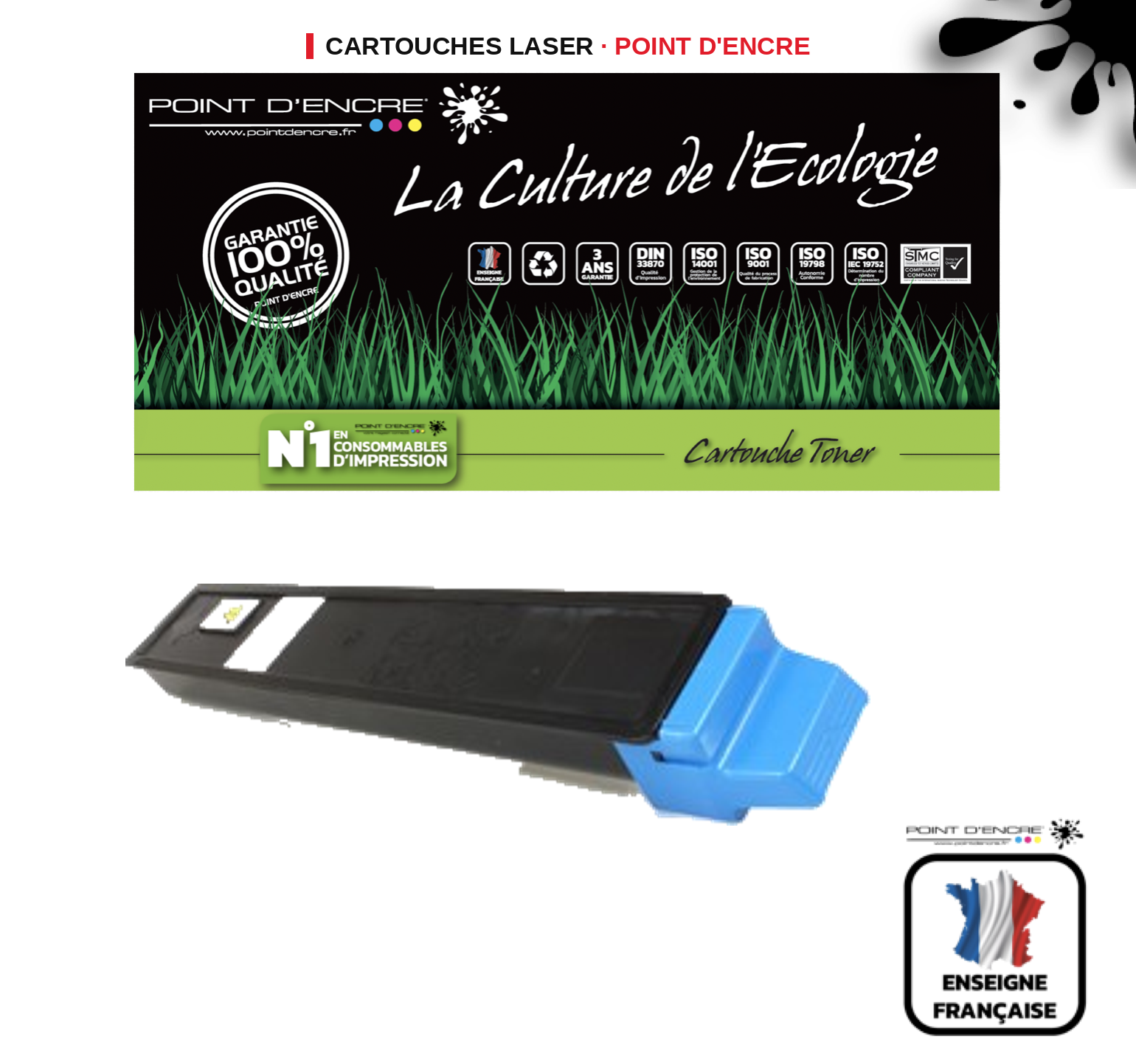 Cartouche laser POINT D'ENCRE Kyocera 895C — CYAN