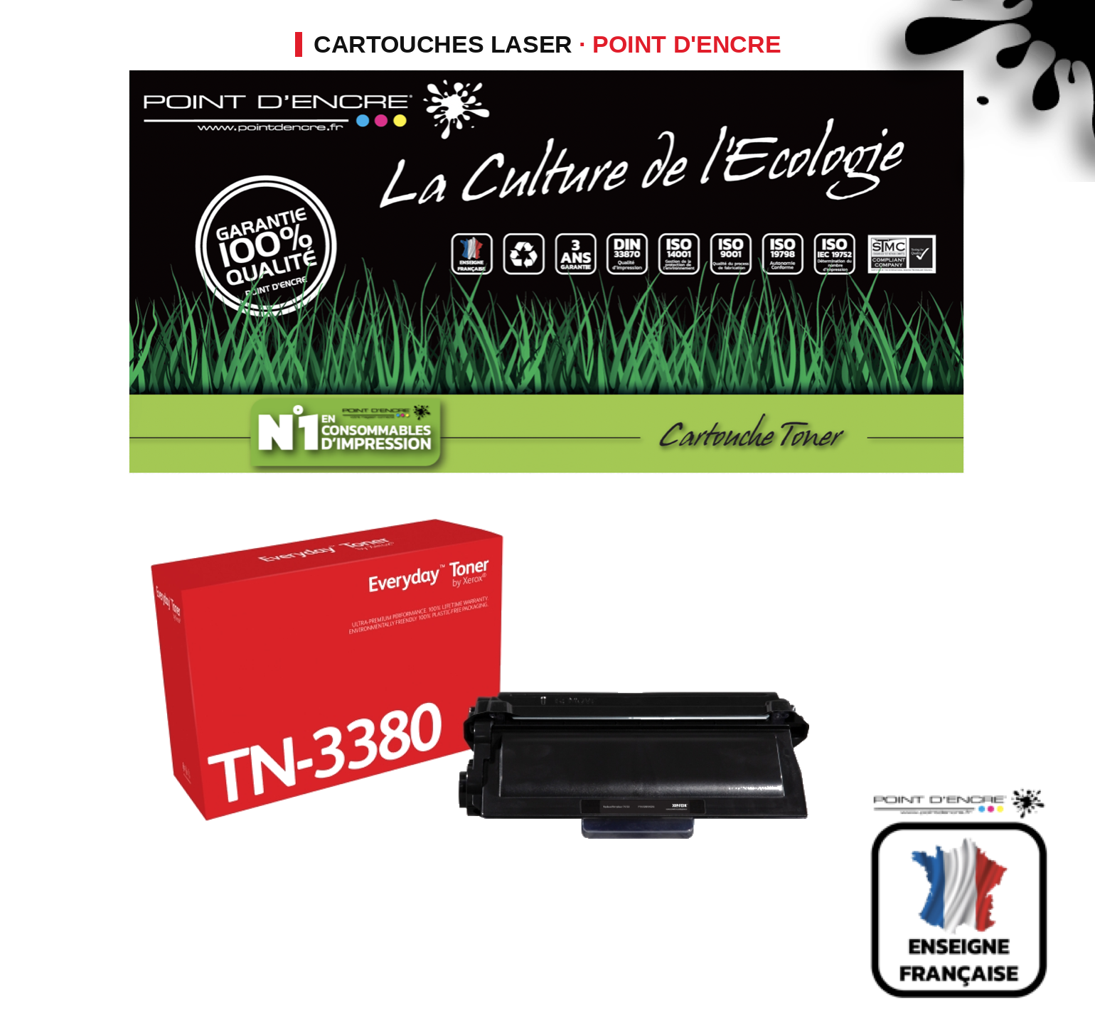 Cartouche laser POINT D'ENCRE Brother TN3330 — NOIR
