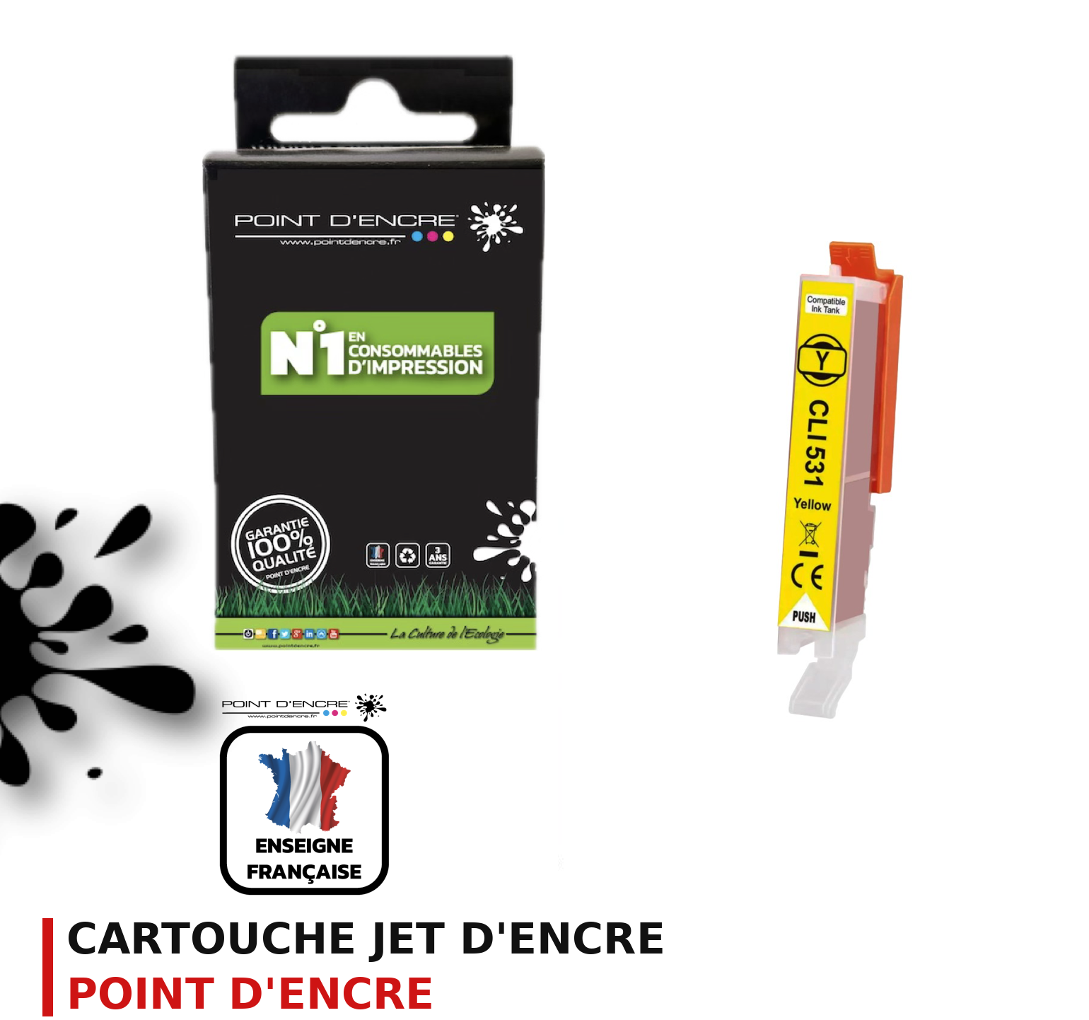 Cartouche d'encre POINT D'ENCRE Canon 531Y — JAUNE