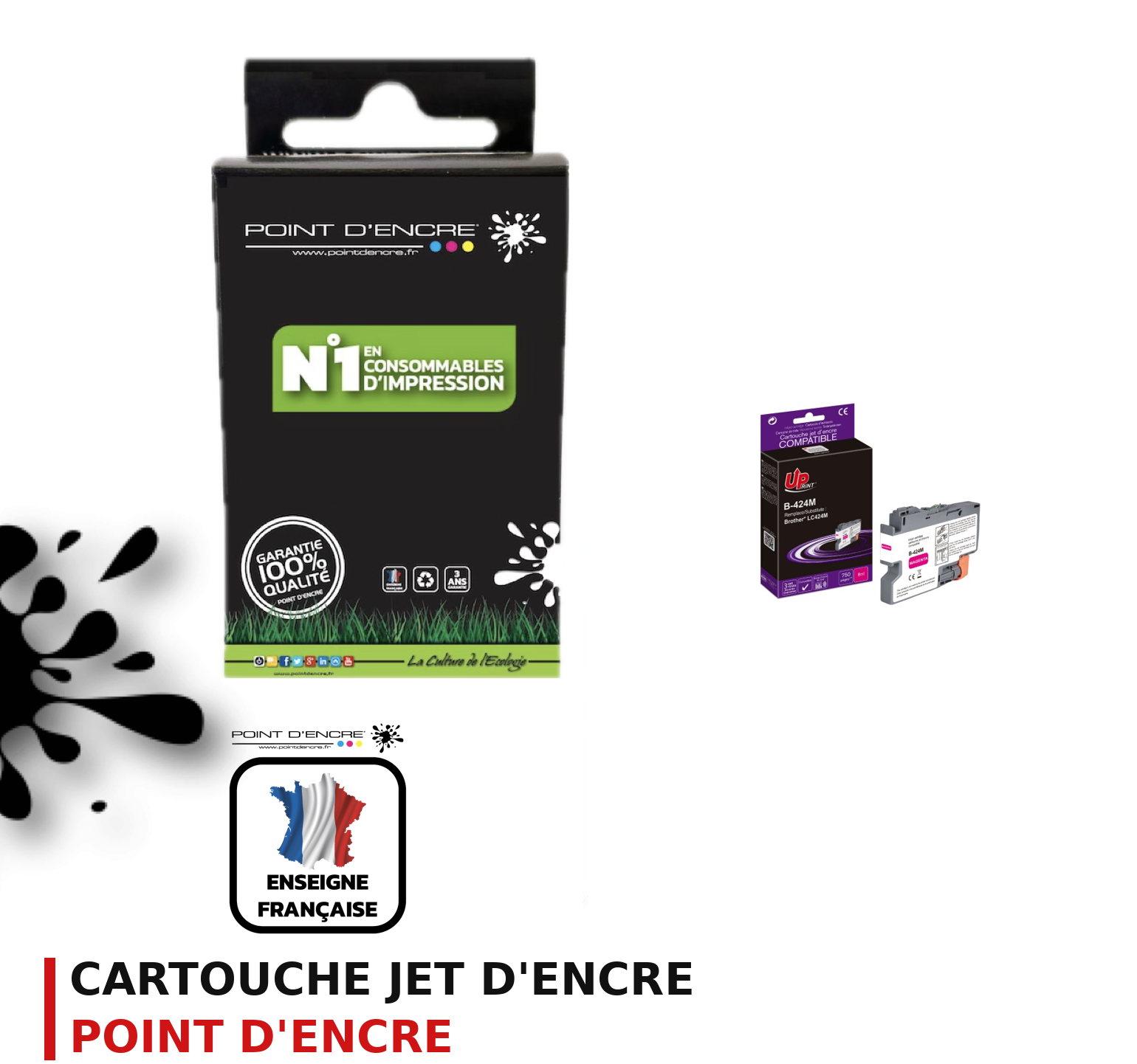 Cartouche d'encre POINT D'ENCRE Brother LC424M — MAGENTA
