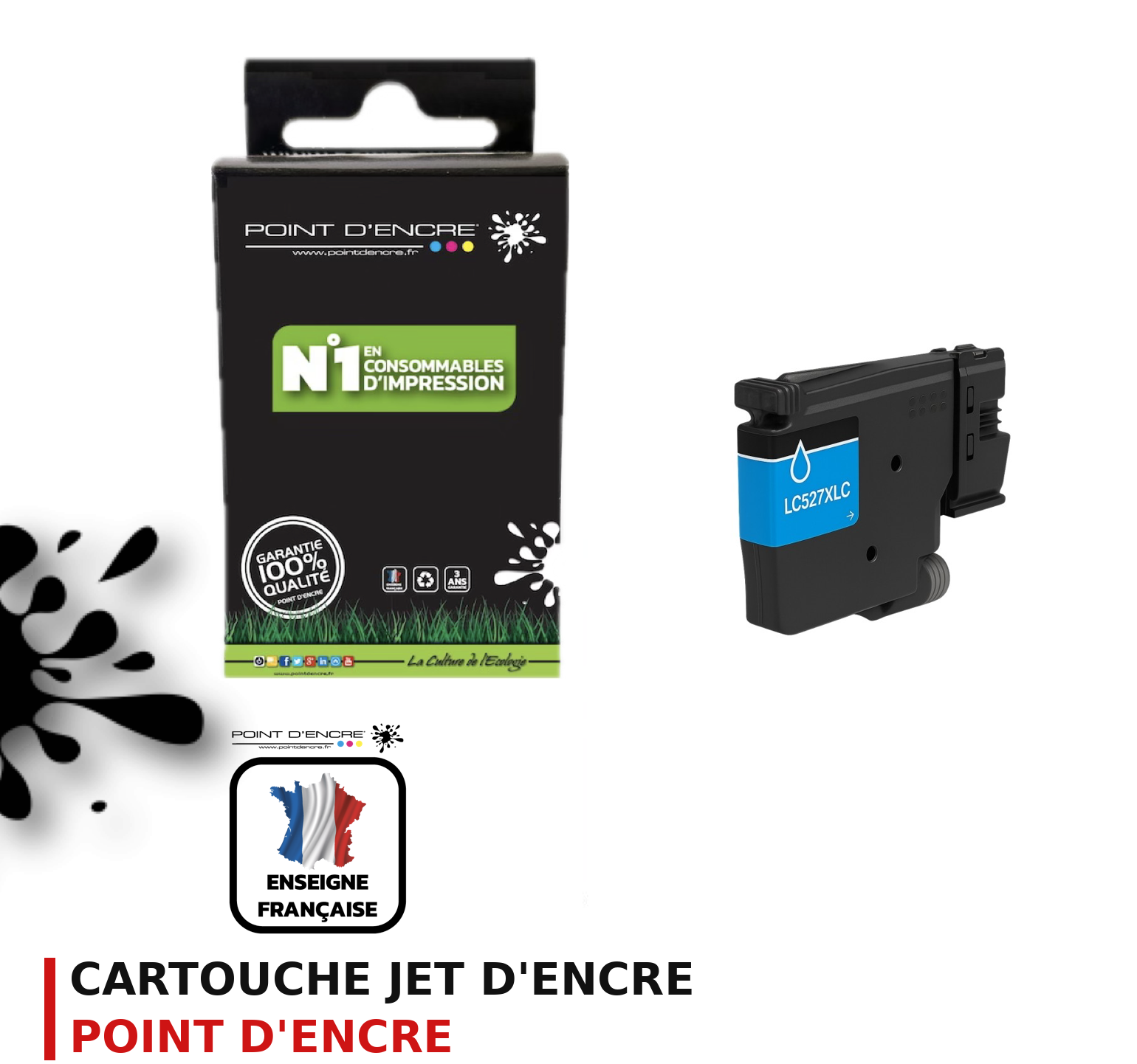 Cartouche d'encre POINT D'ENCRE Brother LC527XL — CYAN