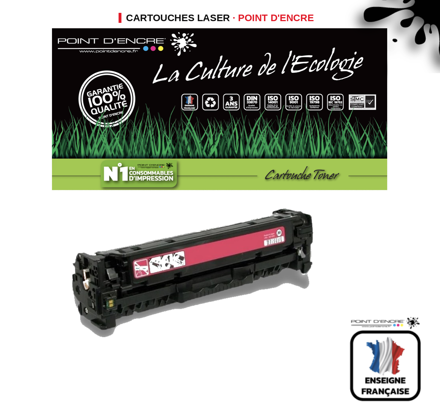 Cartouche laser POINT D'ENCRE Hp 201XL — MAGENTA