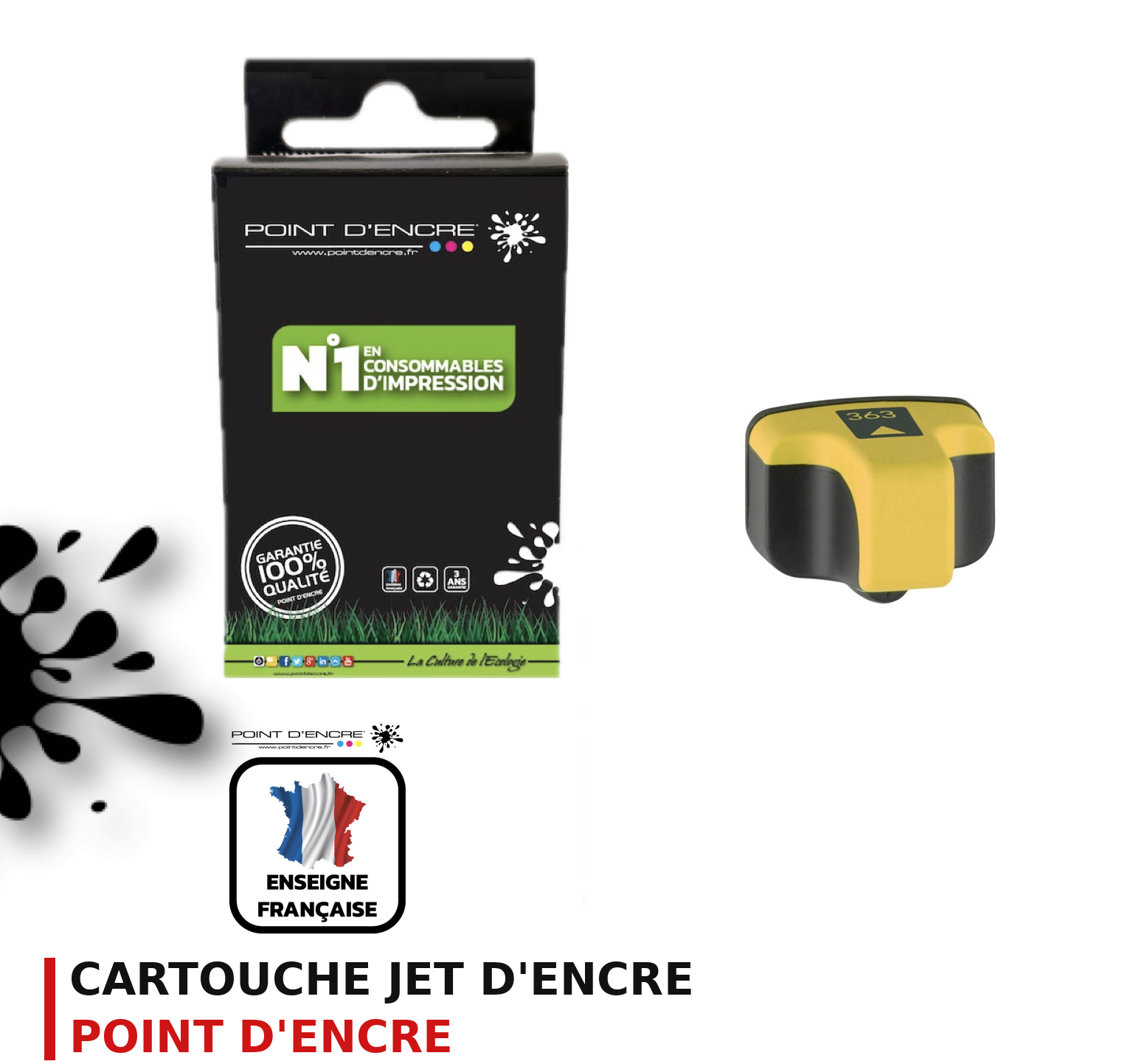 Cartouche d'encre POINT D'ENCRE Hp 363 — JAUNE