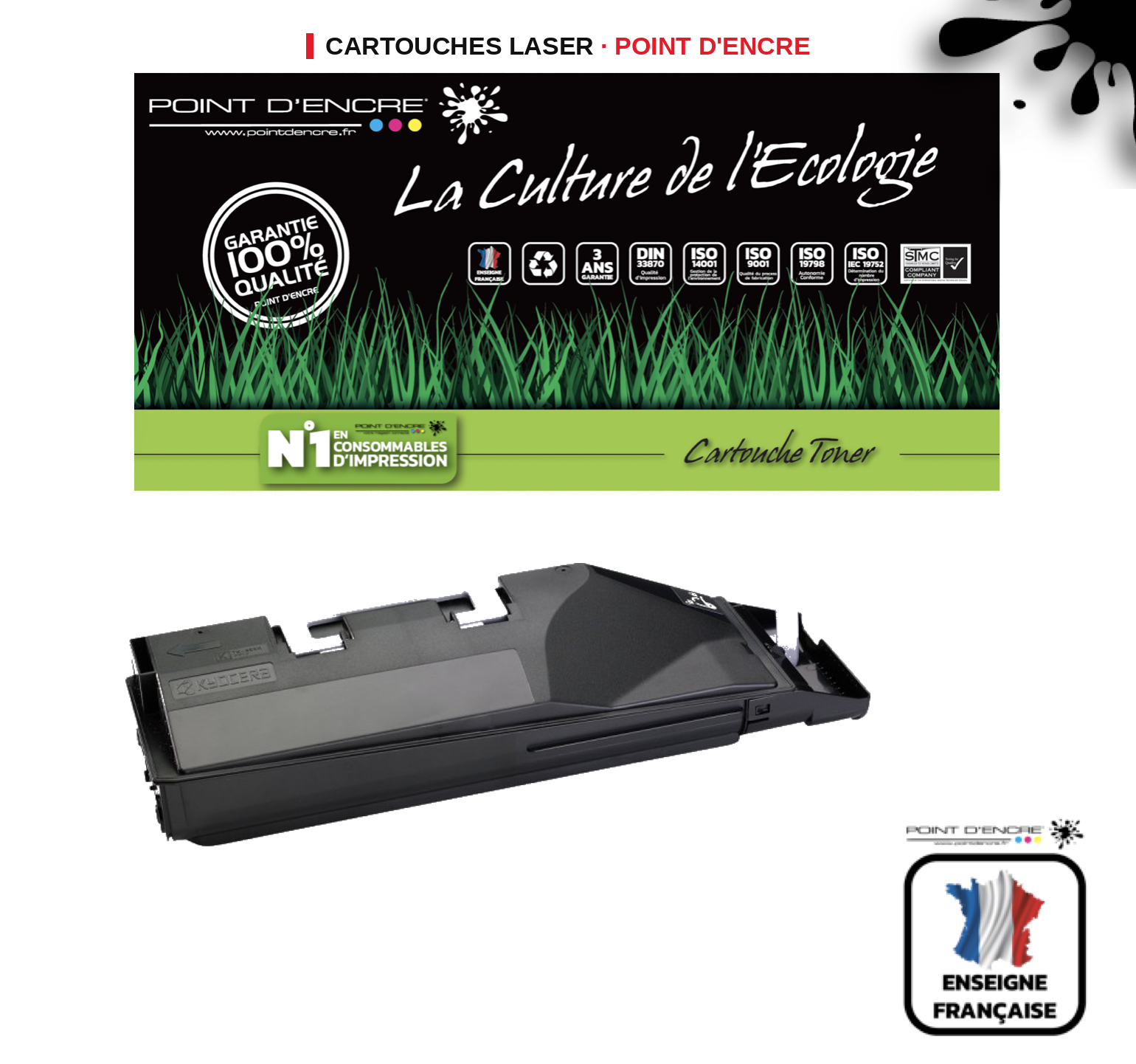Cartouche laser POINT D'ENCRE Kyocera TK855K — NOIR