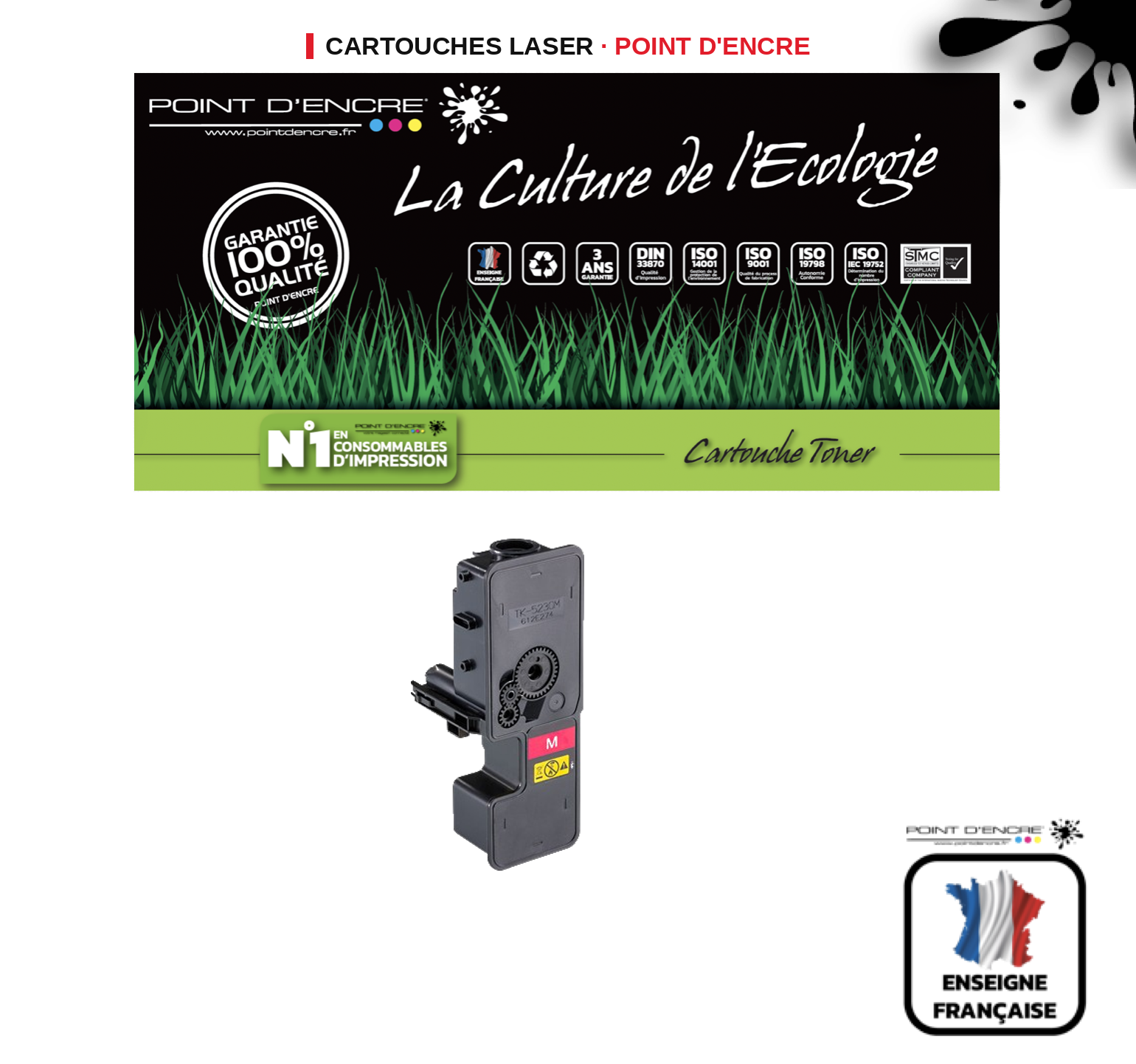 Cartouche laser POINT D'ENCRE Kyocera TK5440 — MAGENTA