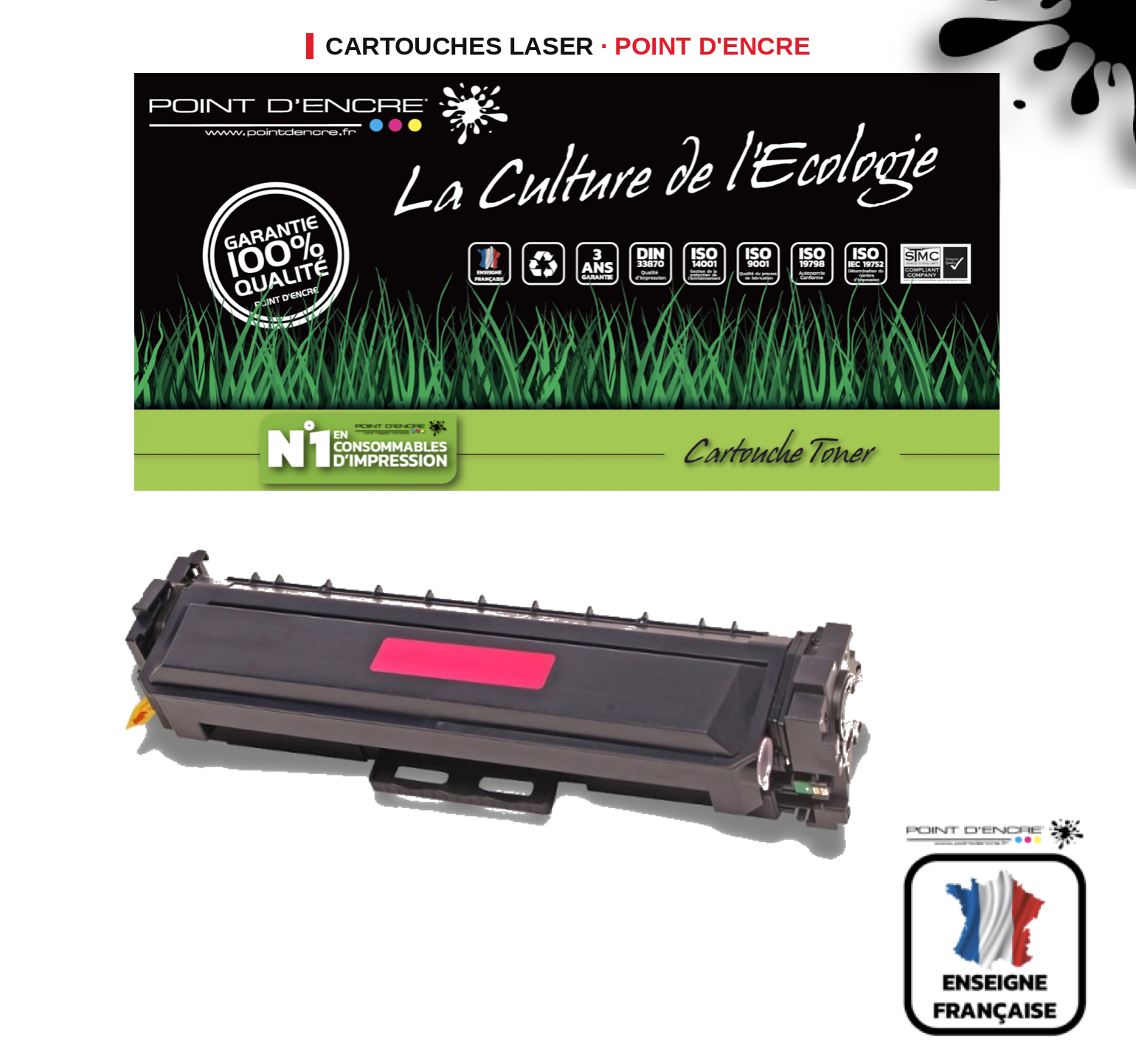 Cartouche laser POINT D'ENCRE Hp 410X — MAGENTA