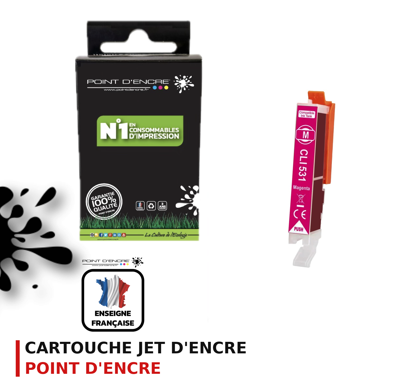Cartouche d'encre POINT D'ENCRE Canon 531M — MAGENTA