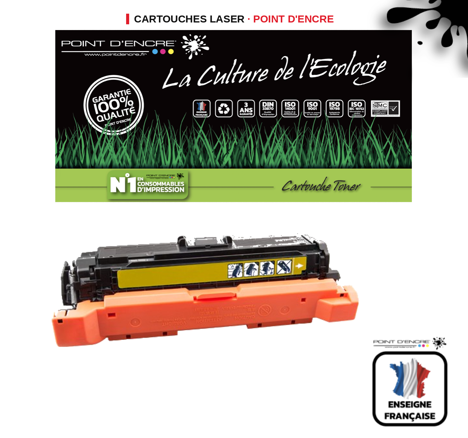 Cartouche laser POINT D'ENCRE Canon 040H — JAUNE