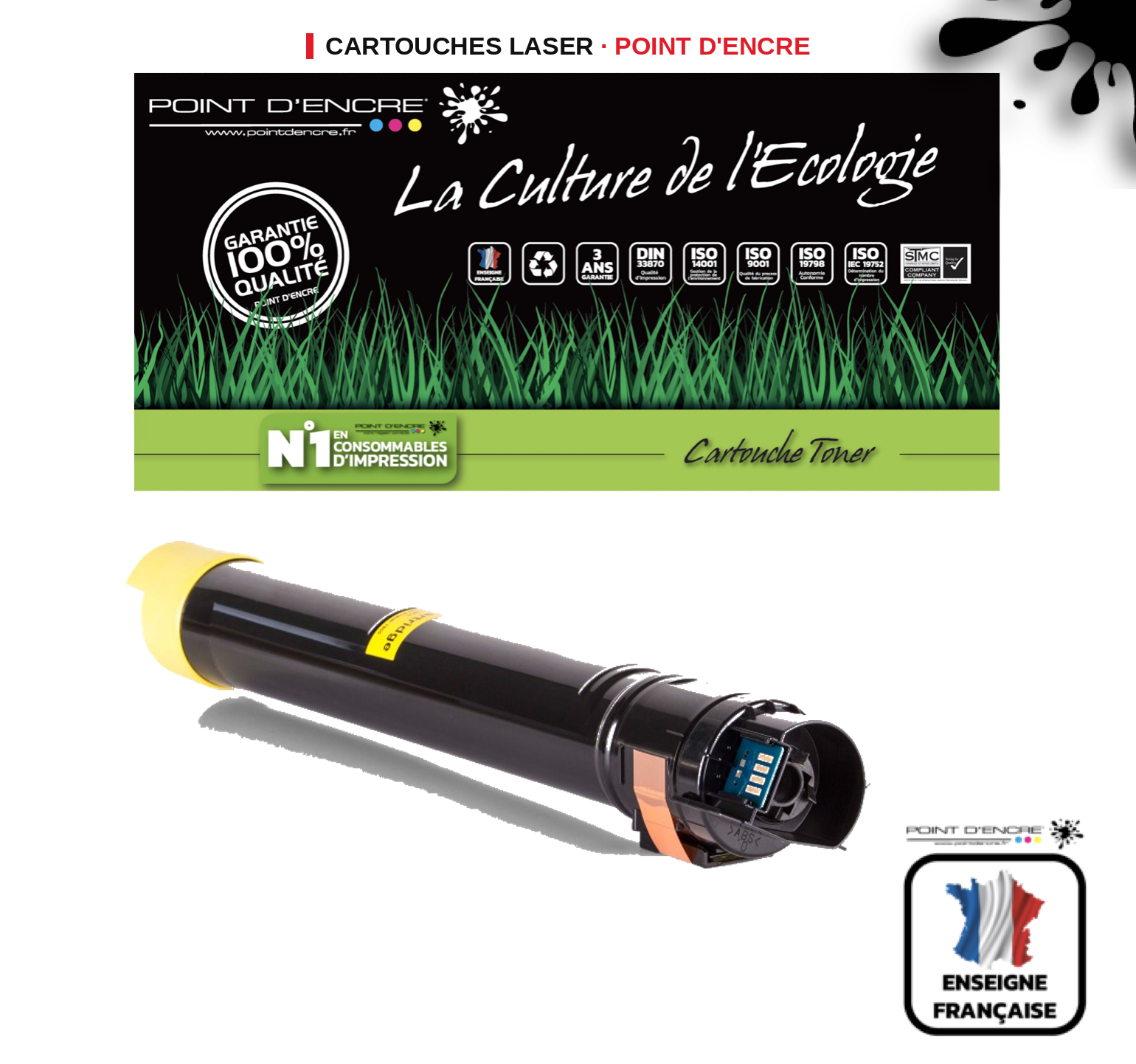 Cartouche laser POINT D'ENCRE Xerox 7800 — JAUNE