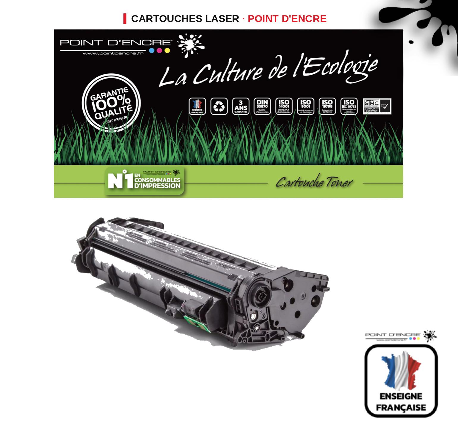 Cartouche laser POINT D'ENCRE  53X — NOIR