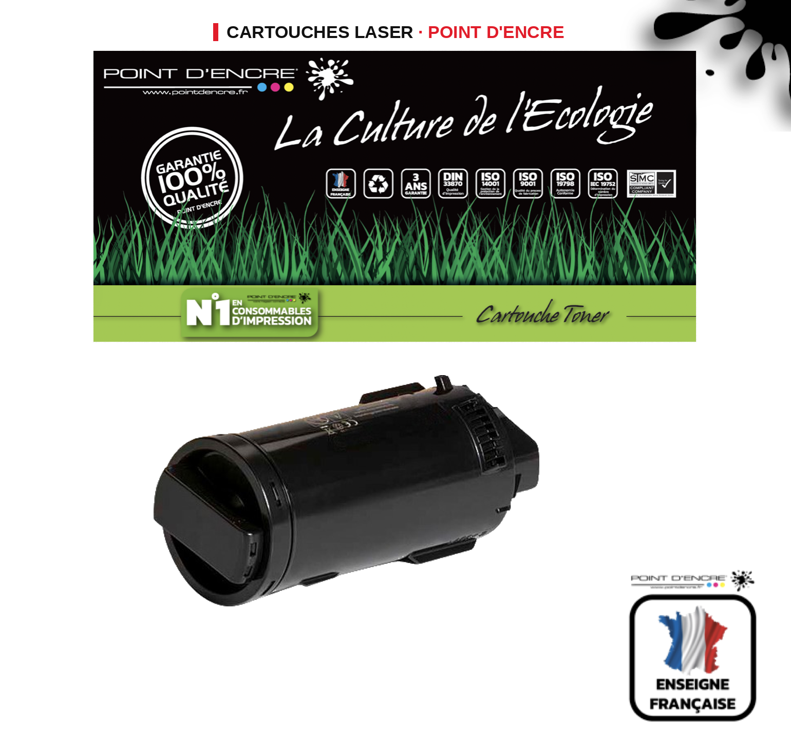 Cartouche laser POINT D'ENCRE Xerox C600 — NOIR