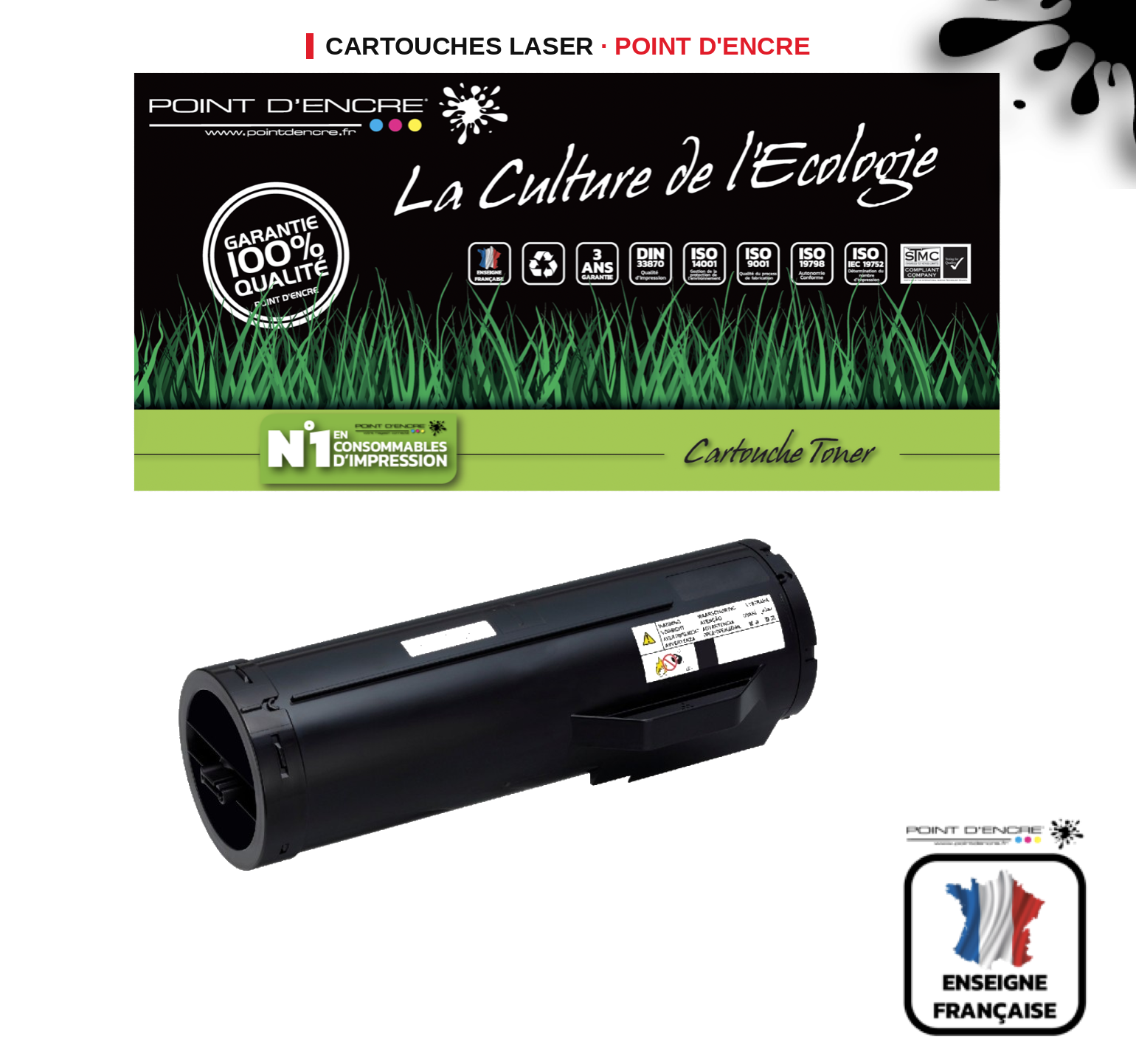 Cartouche laser POINT D'ENCRE Xerox B400 — NOIR