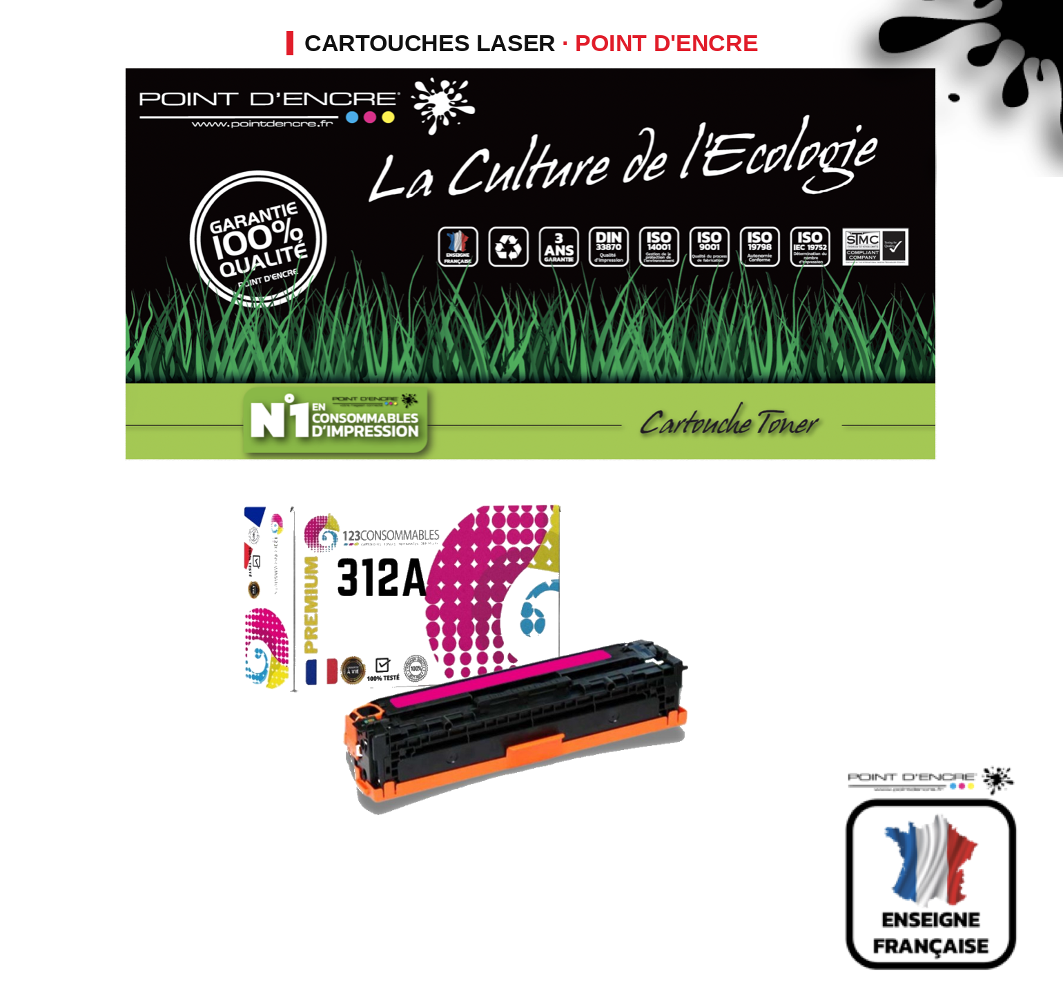 Cartouche laser POINT D'ENCRE Hp 312A — MAGENTA