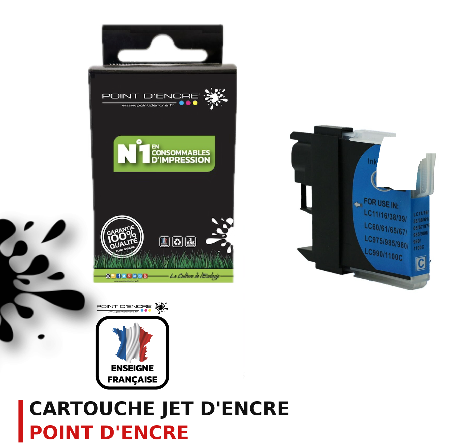 Cartouche d'encre POINT D'ENCRE Brother LC980 — CYAN
