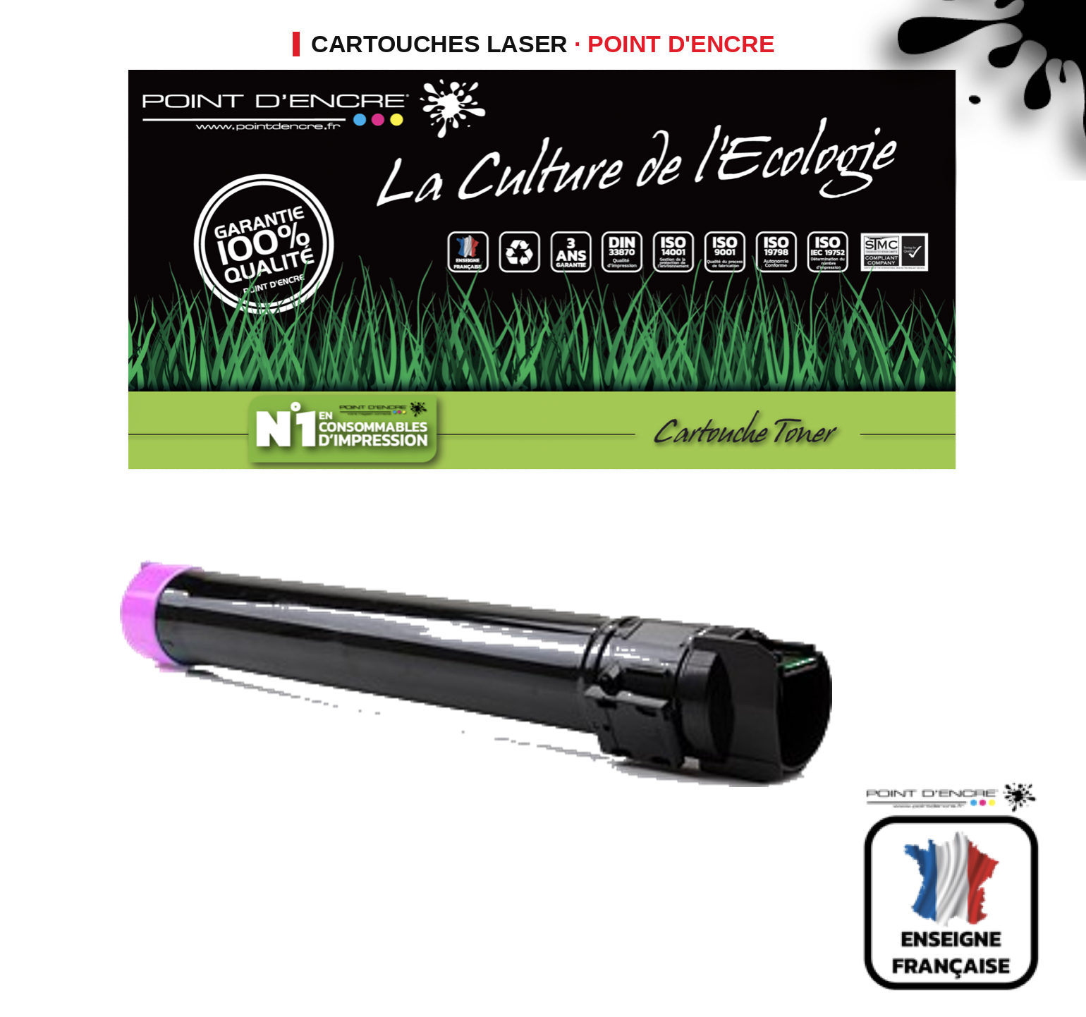 Cartouche laser POINT D'ENCRE Xerox 7425 — MAGENTA