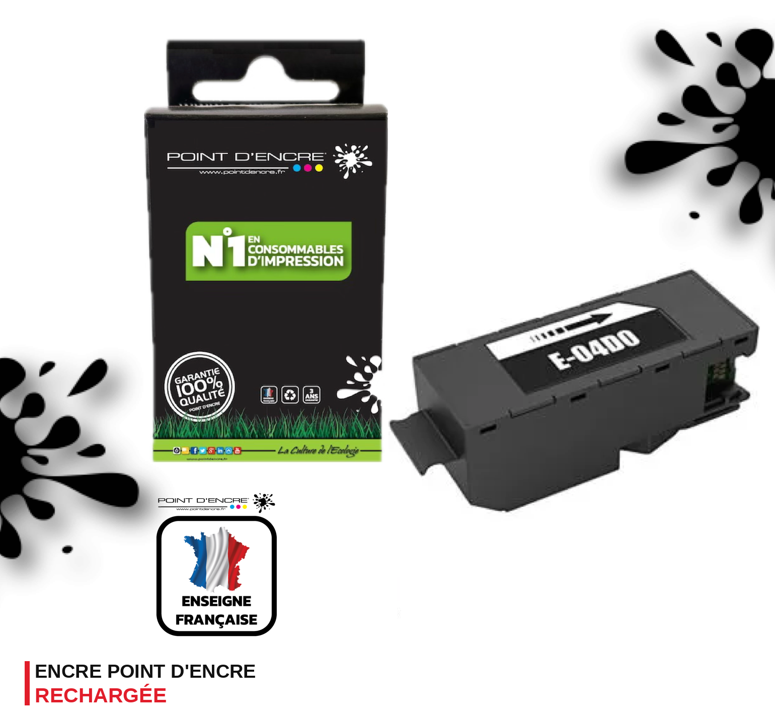 105 / C13T04D000 - COLLECTEUR D'ENCRE USAGÉE - Grande capacité de Marque Francaise POINT D'ENCRE Pour imprimante compatible EPSON (eep)