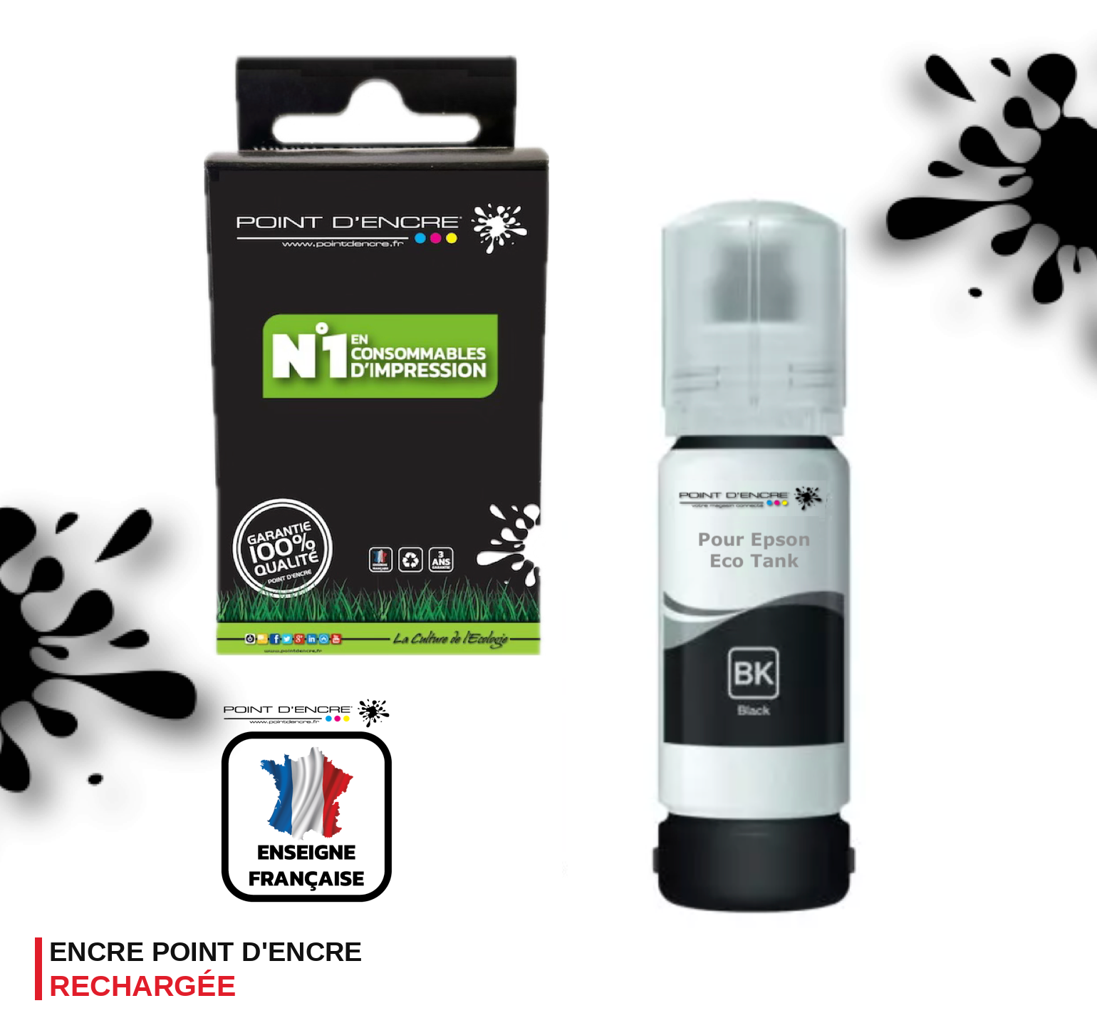 107 / C13T09B140 - NOIR - Grande capacité de Marque Francaise POINT D'ENCRE Pour imprimante compatible EPSON (eep)