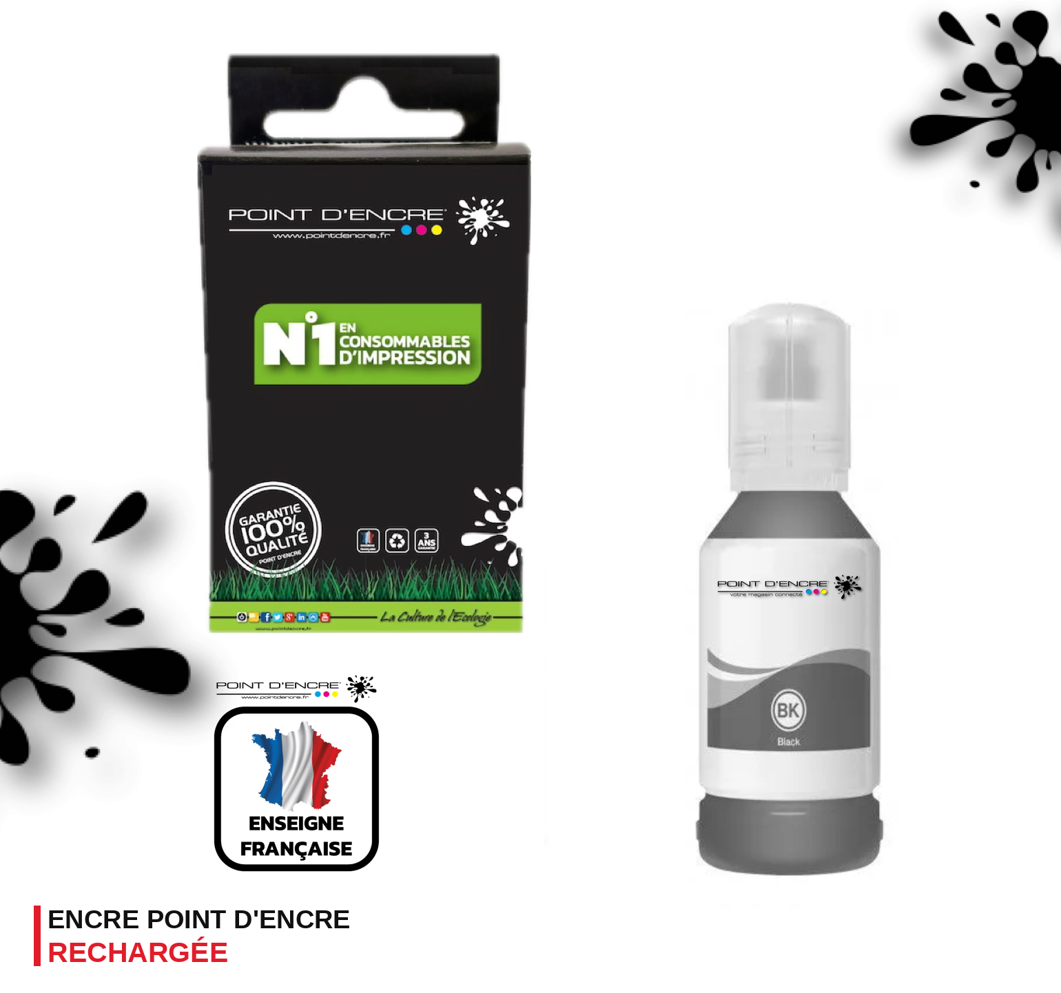 114 - GRIS - Grande capacité de Marque Francaise POINT D'ENCRE Pour imprimante compatible EPSON (eep)
