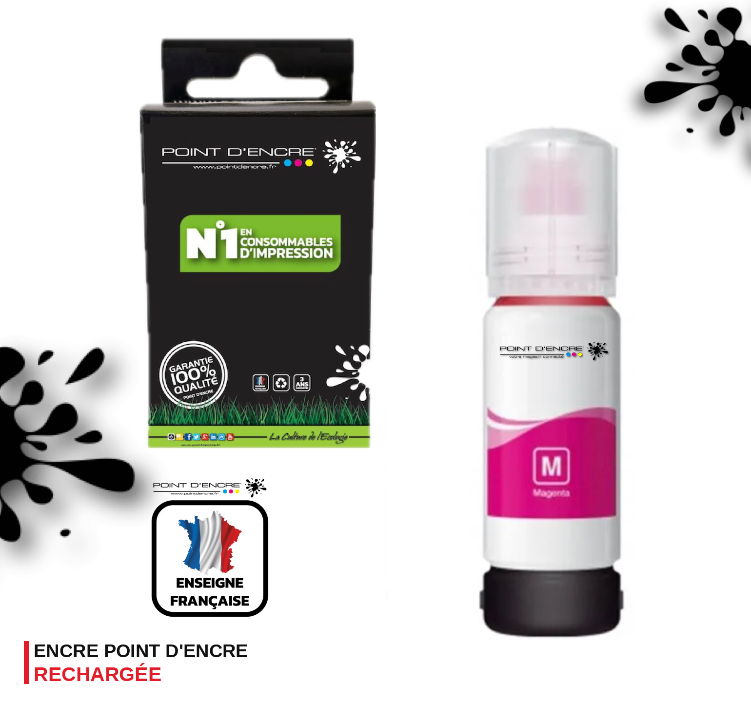 114 - MAGENTA - Grande capacité de Marque Francaise POINT D'ENCRE Pour imprimante compatible EPSON (eep)