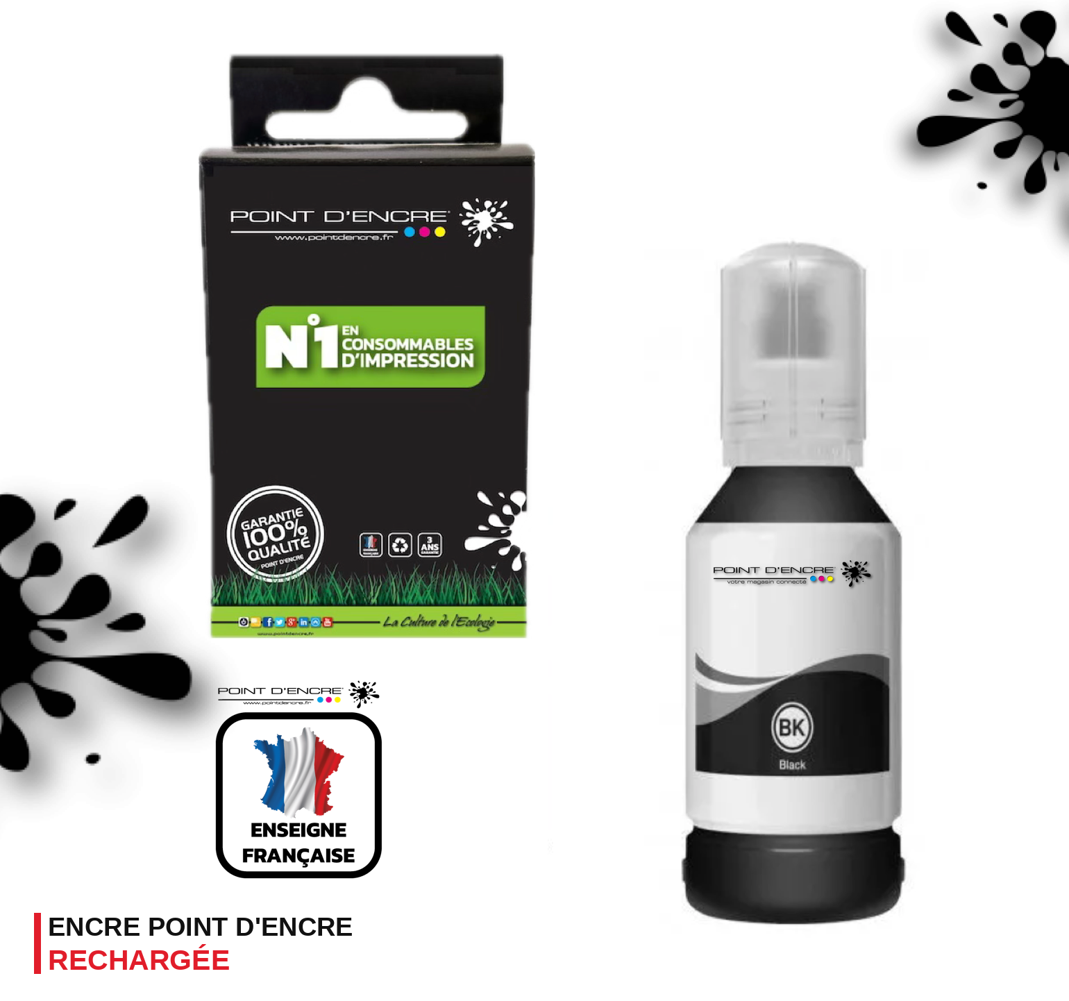 114 - NOIR PHOTO - Grande capacité de Marque Francaise POINT D'ENCRE Pour imprimante compatible EPSON (eep)