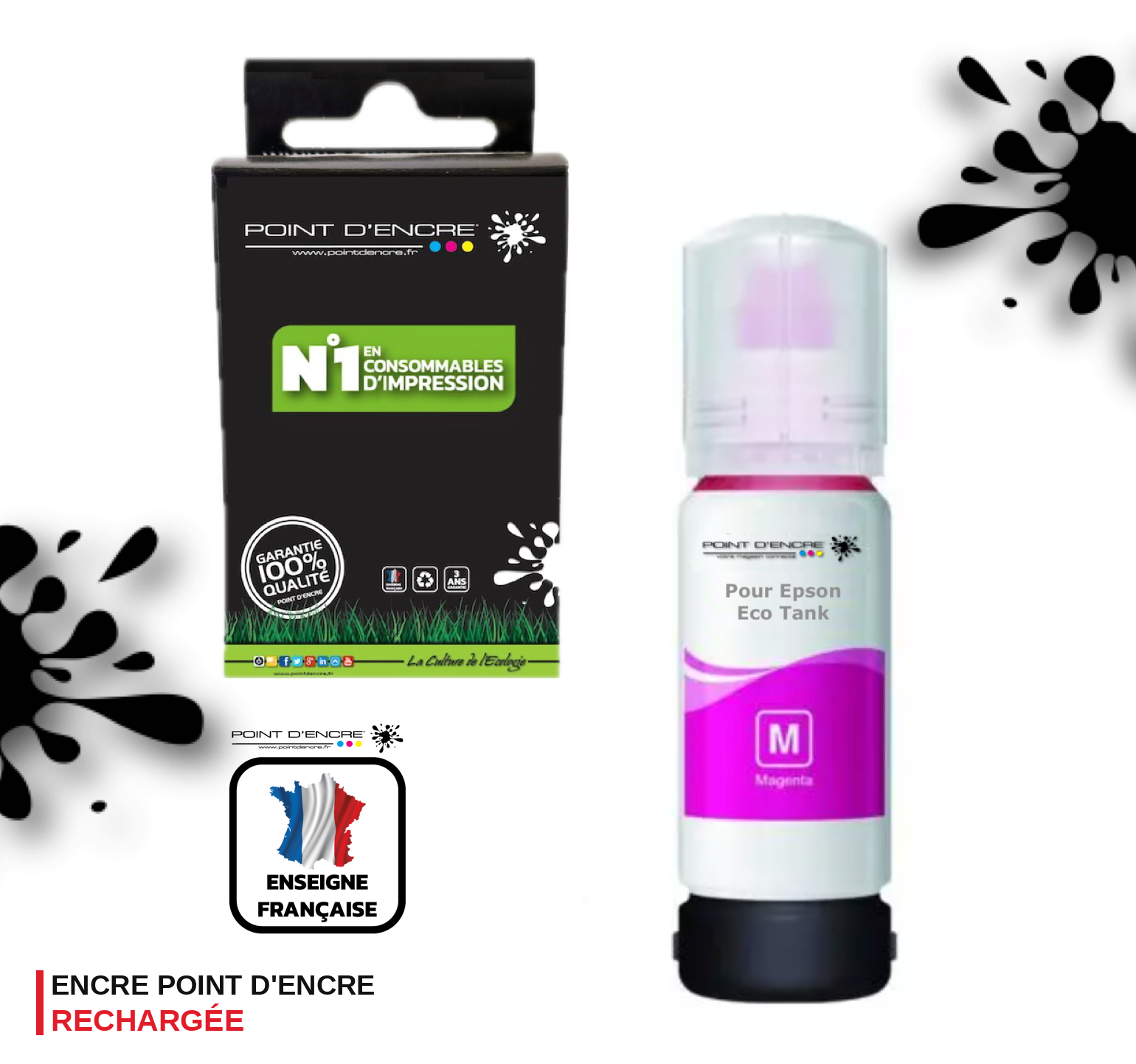 T6736 / C13T67364A - MAGENTA PHOTO - Grande capacité de Marque Francaise POINT D'ENCRE Pour imprimante compatible EPSON (eep)