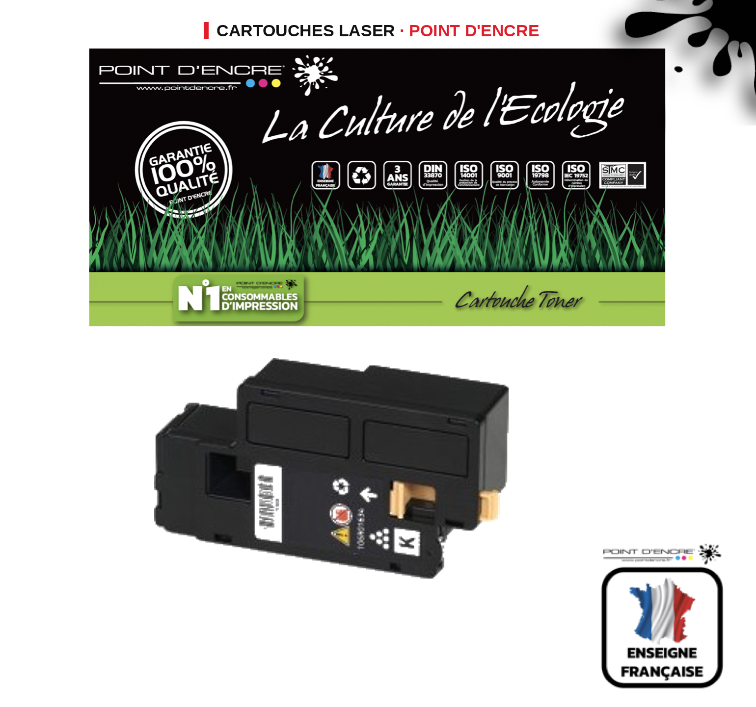 Cartouche laser POINT D'ENCRE Xerox 6020 — NOIR