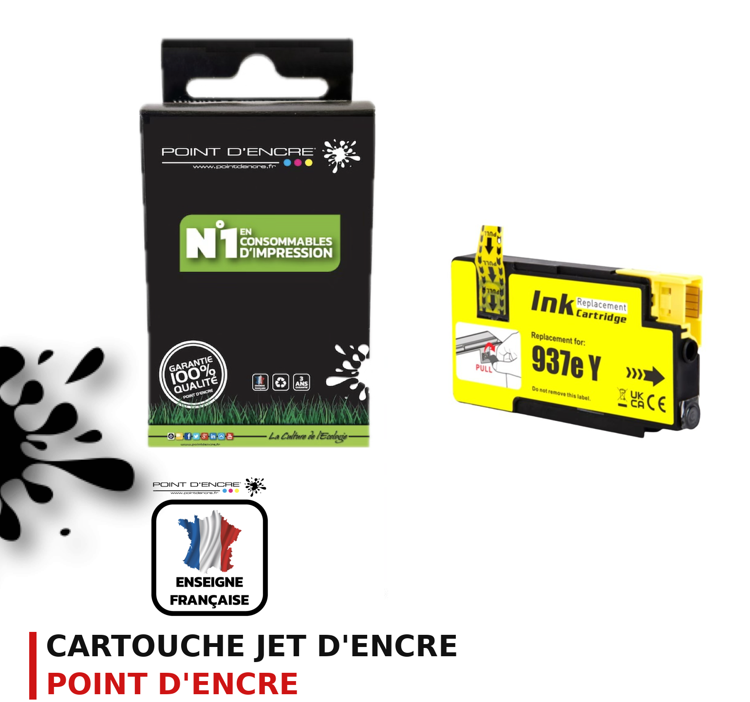 Cartouche d'encre POINT D'ENCRE Hp 937E — JAUNE